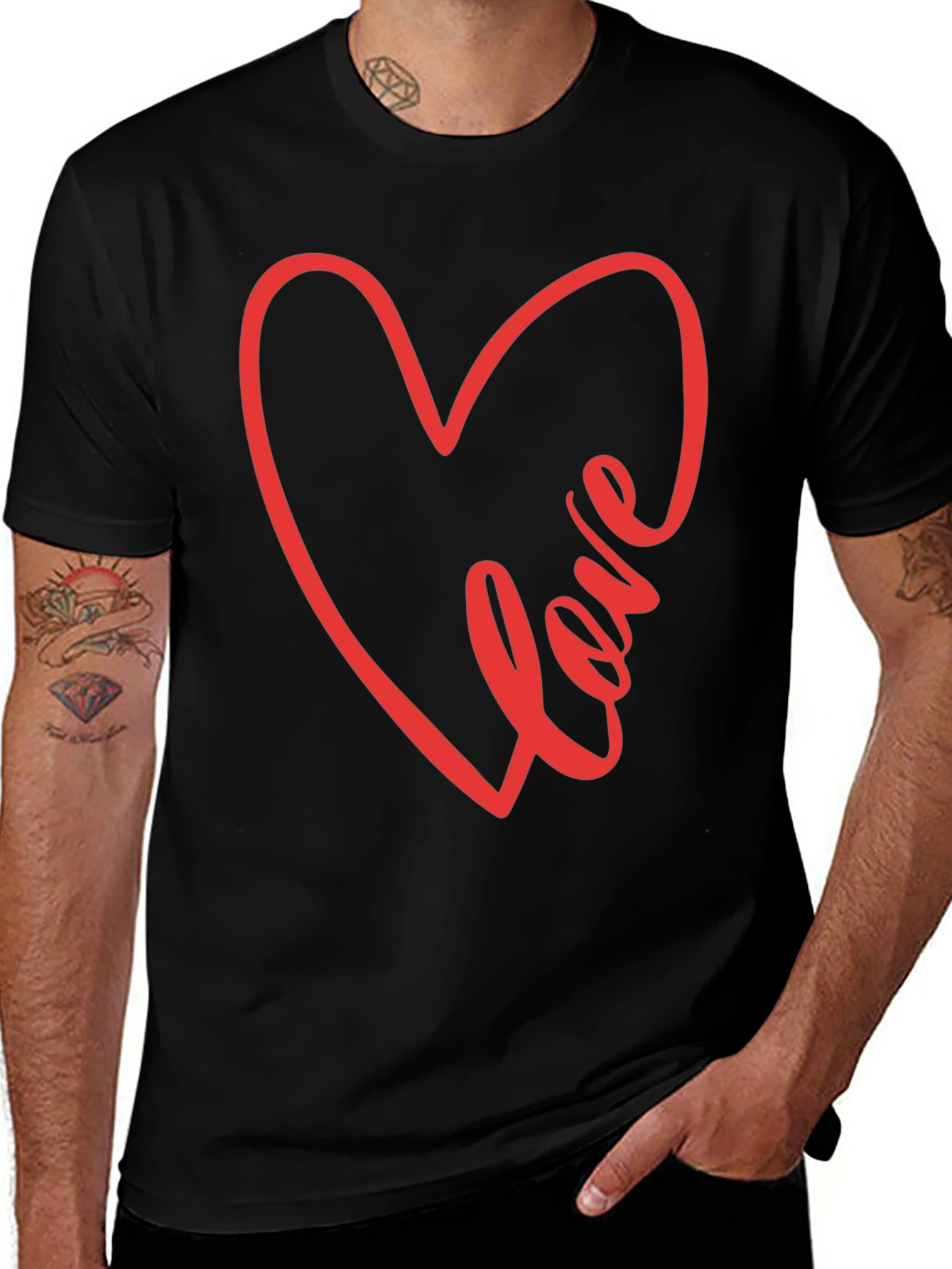 Variant 3 of Love Heart Graphic Tee - Stylish Black T-Shirt