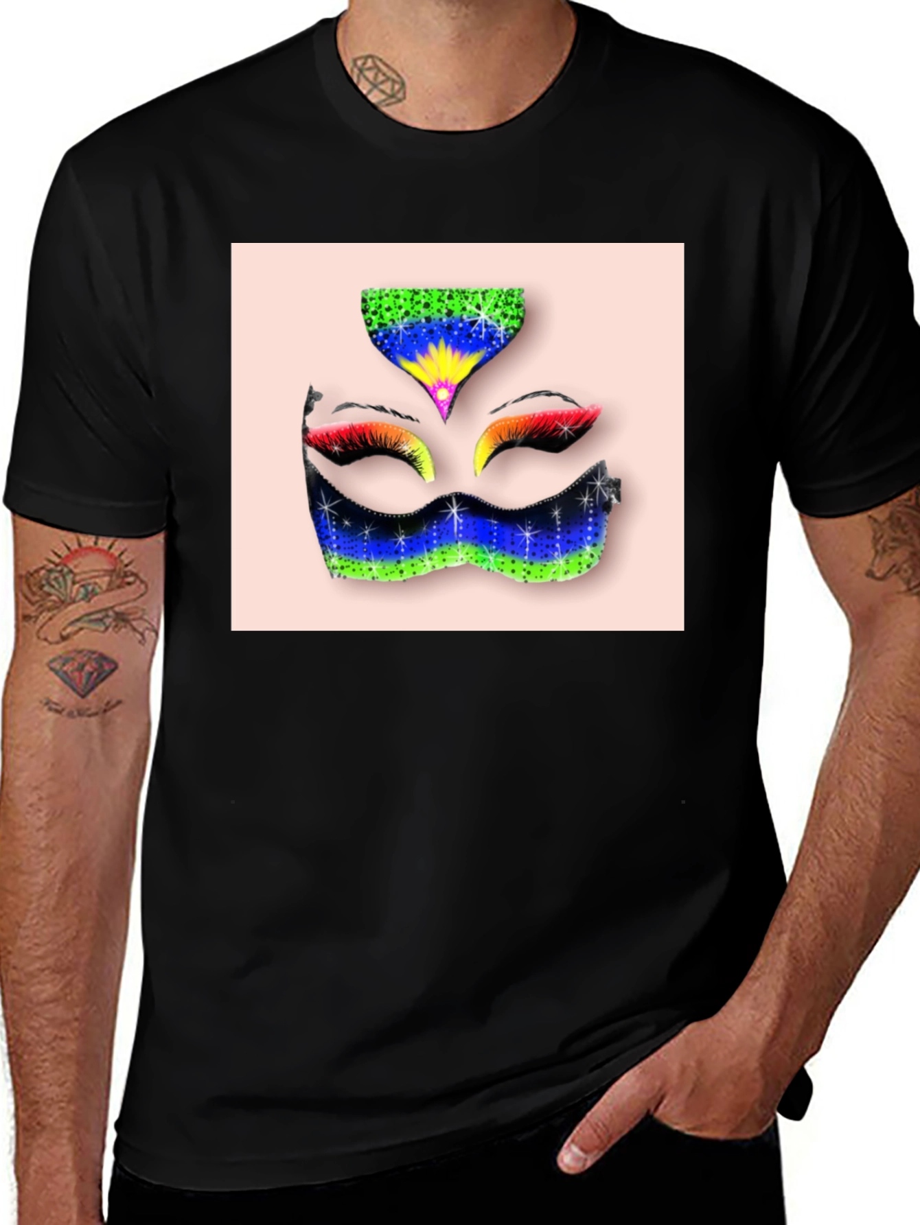 Variant 25 of Masked T-Shirt: Rainbow Eye Design