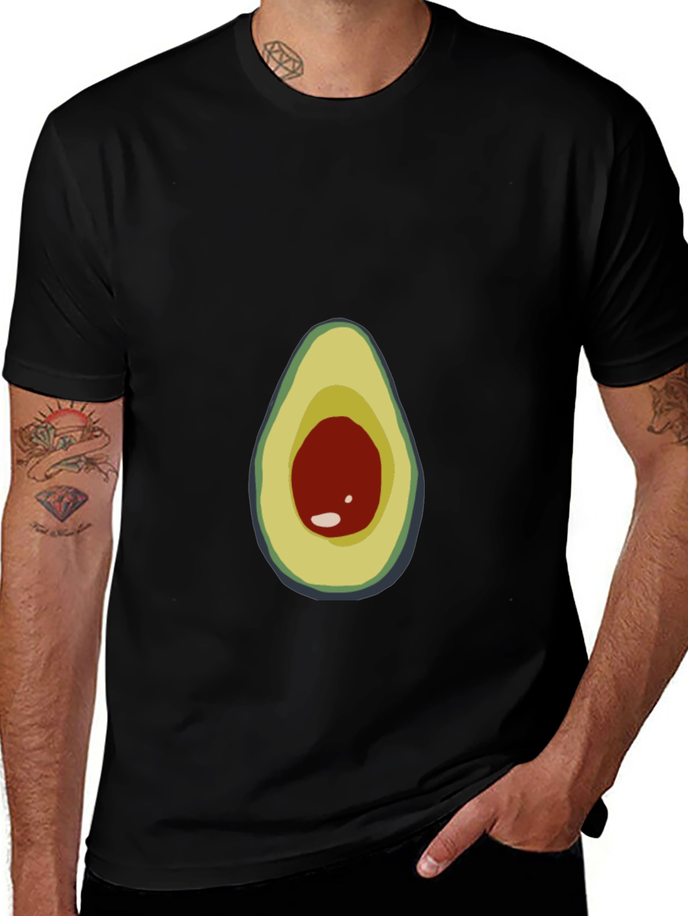 Variant 18 of Avocado Graphic Tee - Casual Black T-Shirt