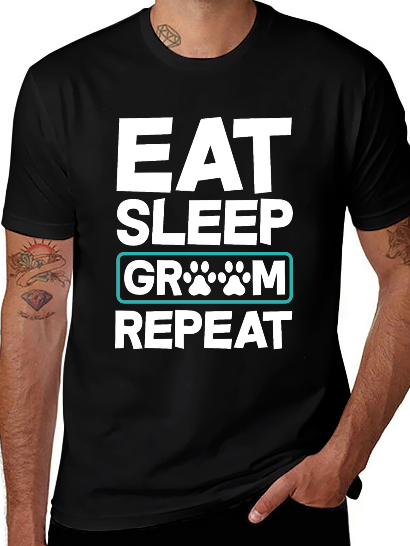 Variant 4 of Eat Sleep Groom Repeat Black T-Shirt