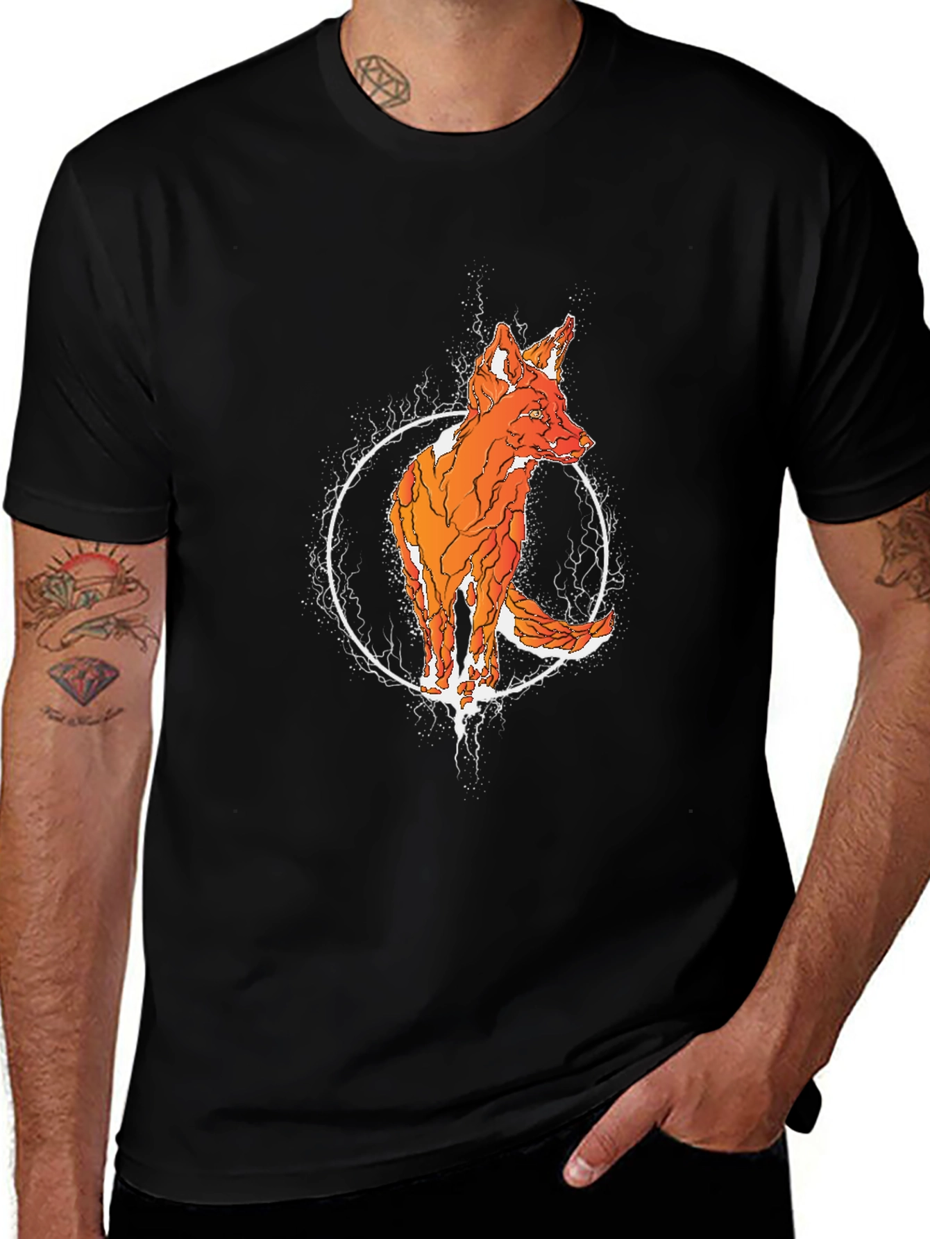 Variant 20 of Fox Graphic Print Black T-Shirt