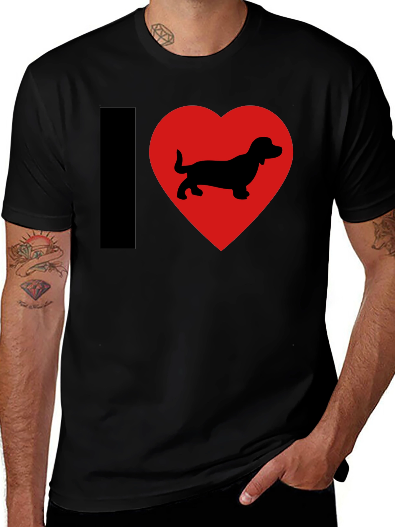 I Love Dachshunds Graphic Tee - Black Cotton Blend