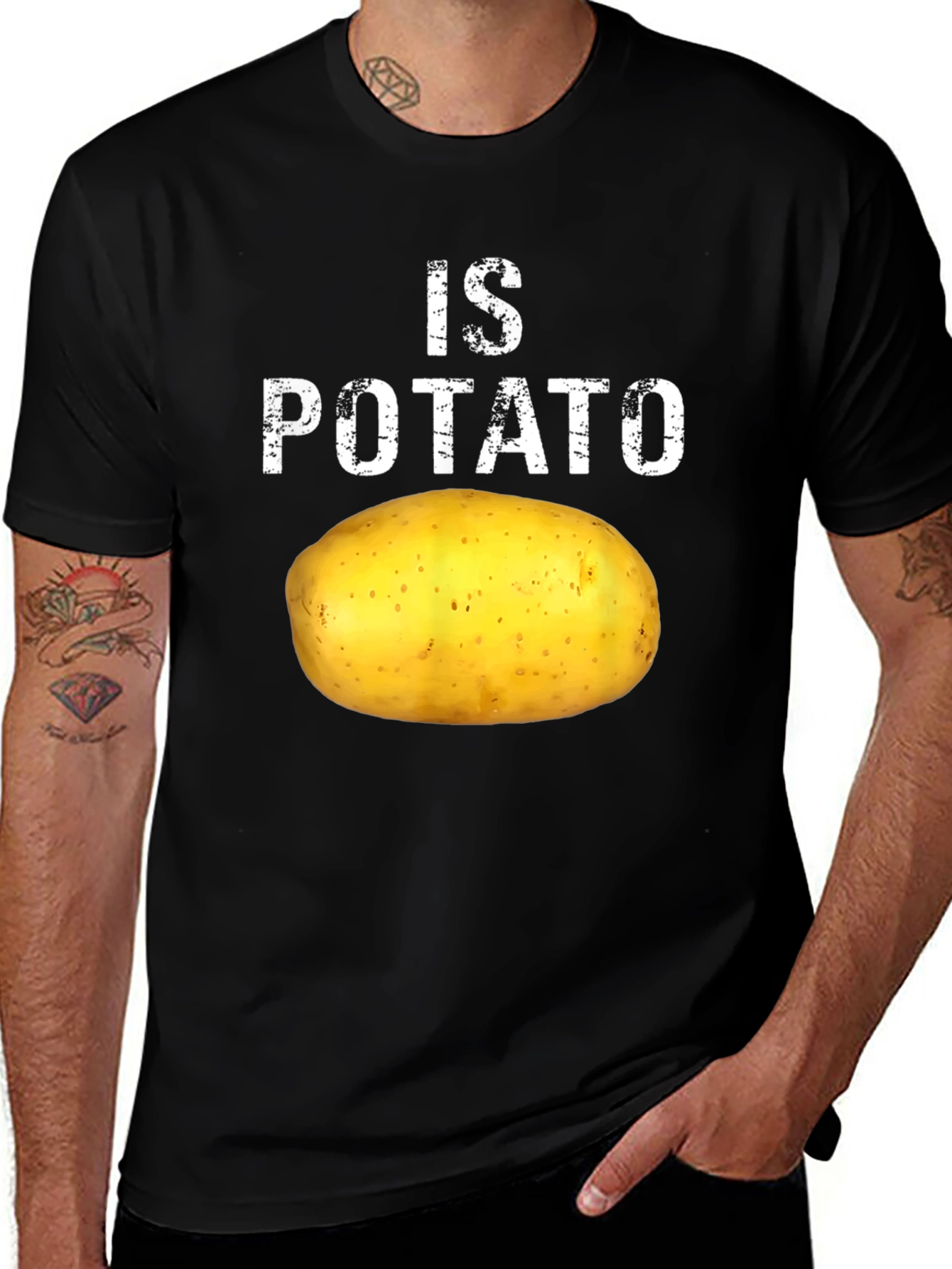 Variant 29 of Funny Is Potato Graphic Tee - Black Cotton T-Shirt