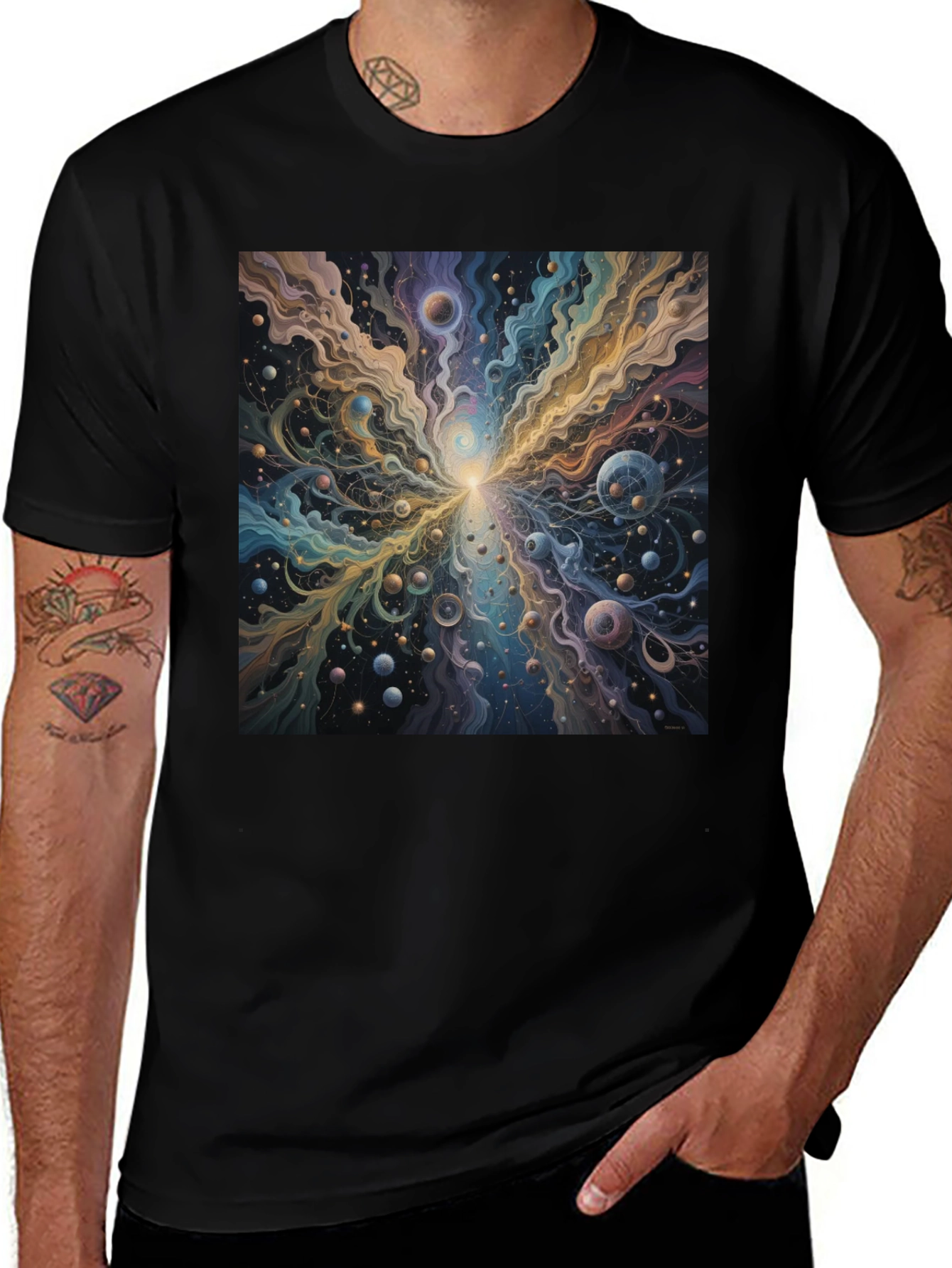 Variant 22 of Cosmic Burst Graphic Tee - Vivid Universe Design