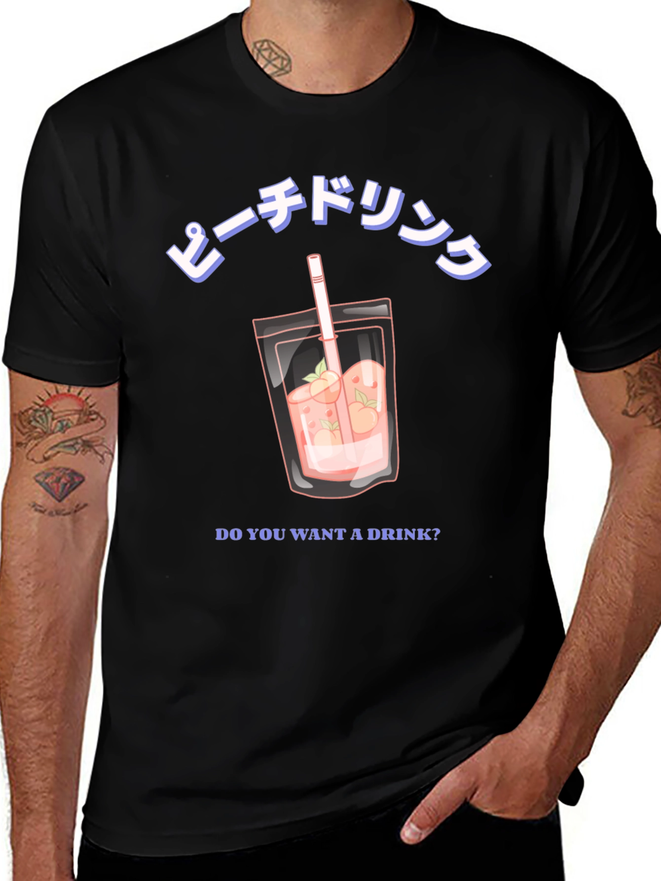Variant 14 of Peach Drink T-Shirt, Casual Graphic Tee