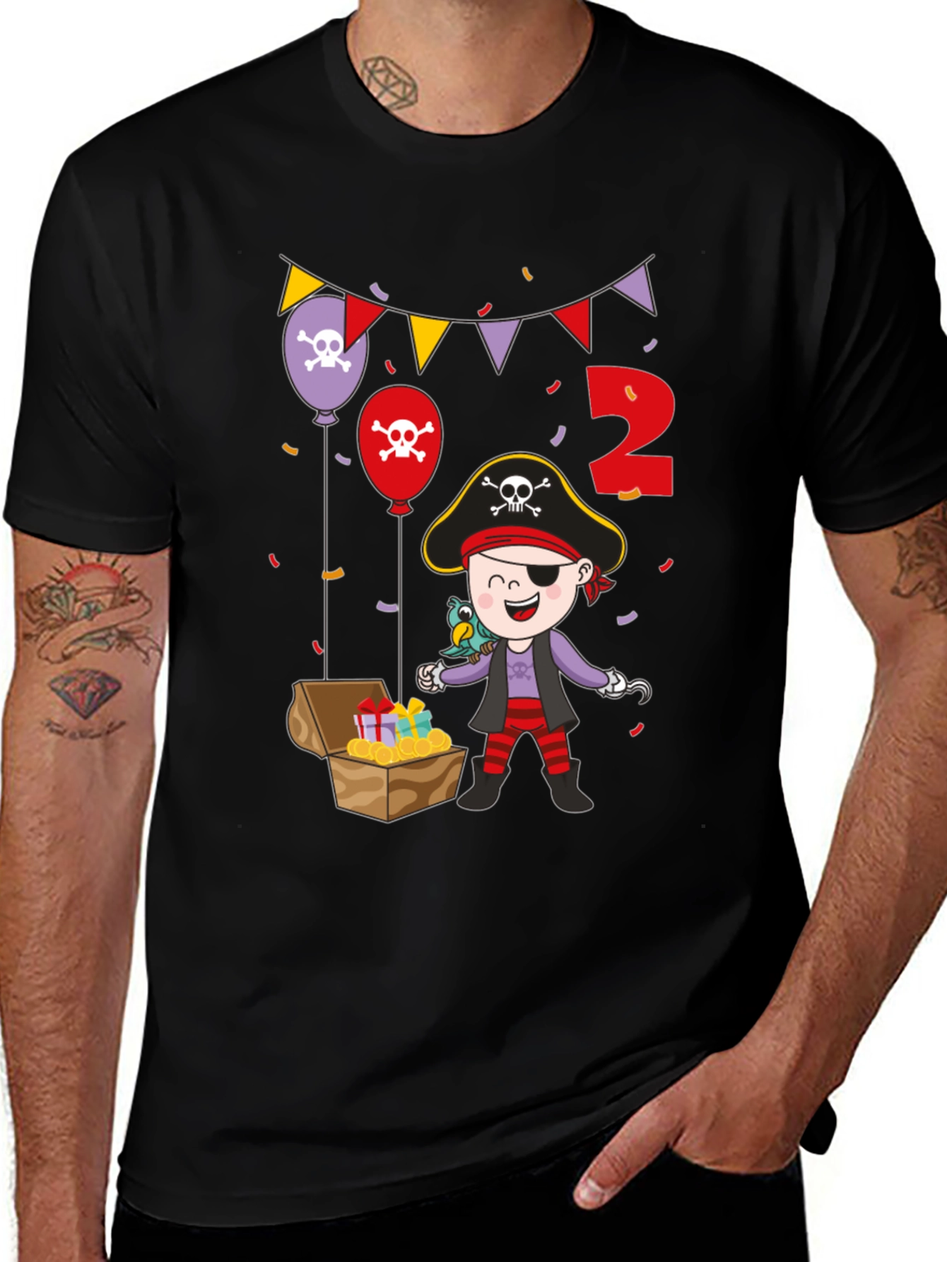 Variant 13 of Pirate Birthday Boy Black T-Shirt