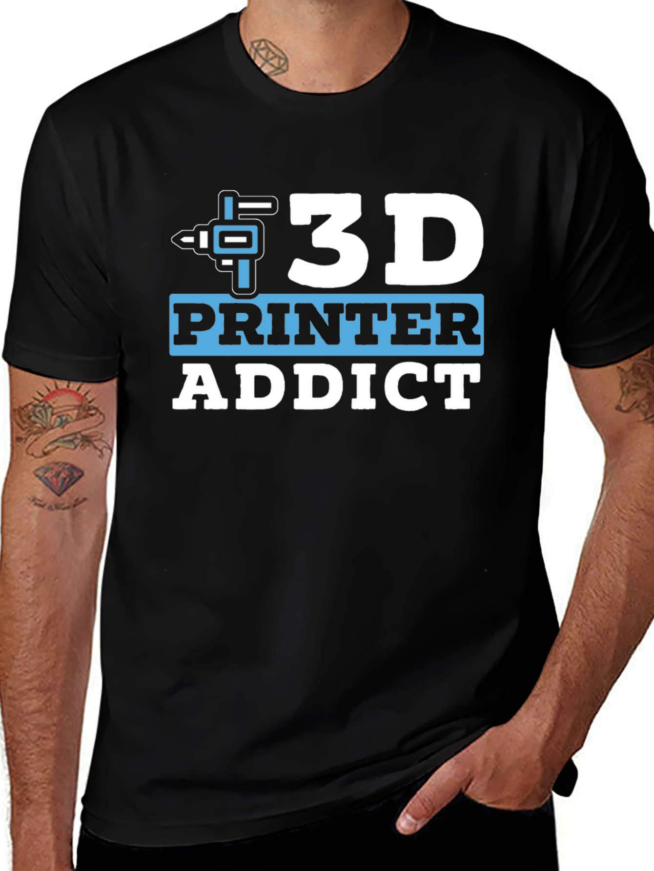 3D Printer Addict Black Graphic Tee