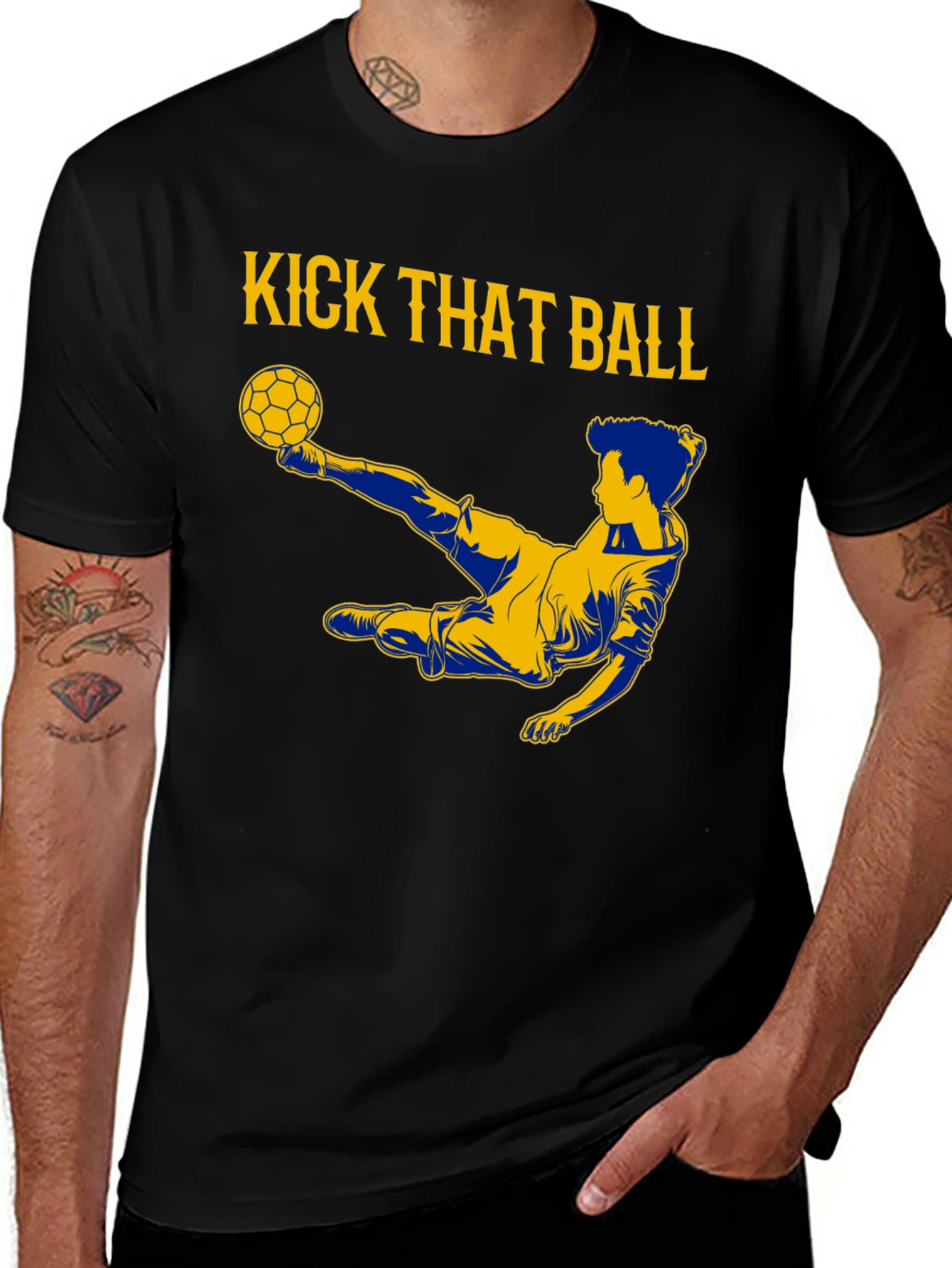 Variant 2 of Kick That Ball Graphic Tee - Black Cotton T-Shirt