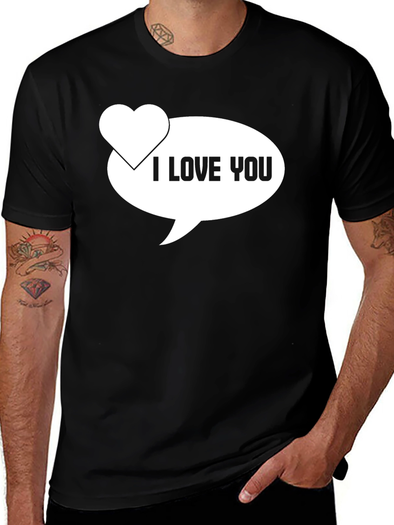 Variant 24 of I Love You Speech Bubble T-Shirt - Black