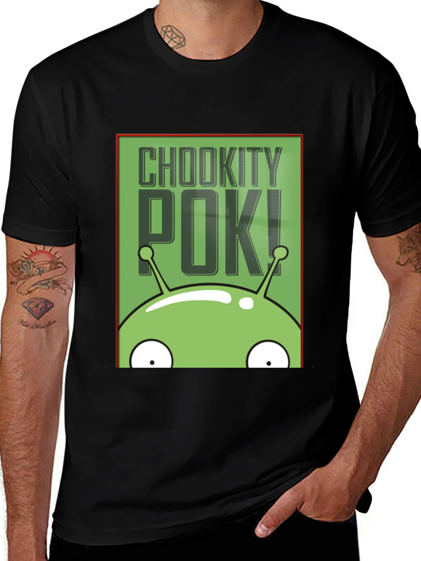 Chookity Pok! T-Shirt - Black Crew Neck