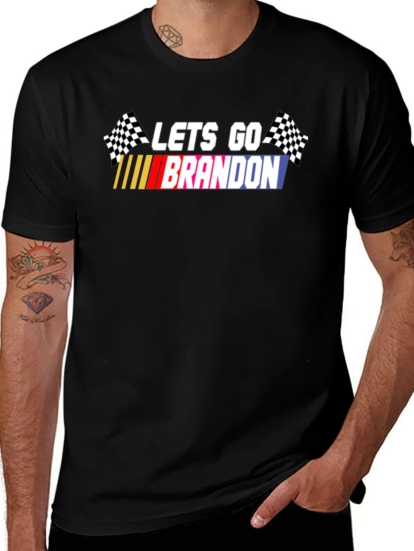 Let's Go Brandon Racing Tee - Unisex Black T-Shirt