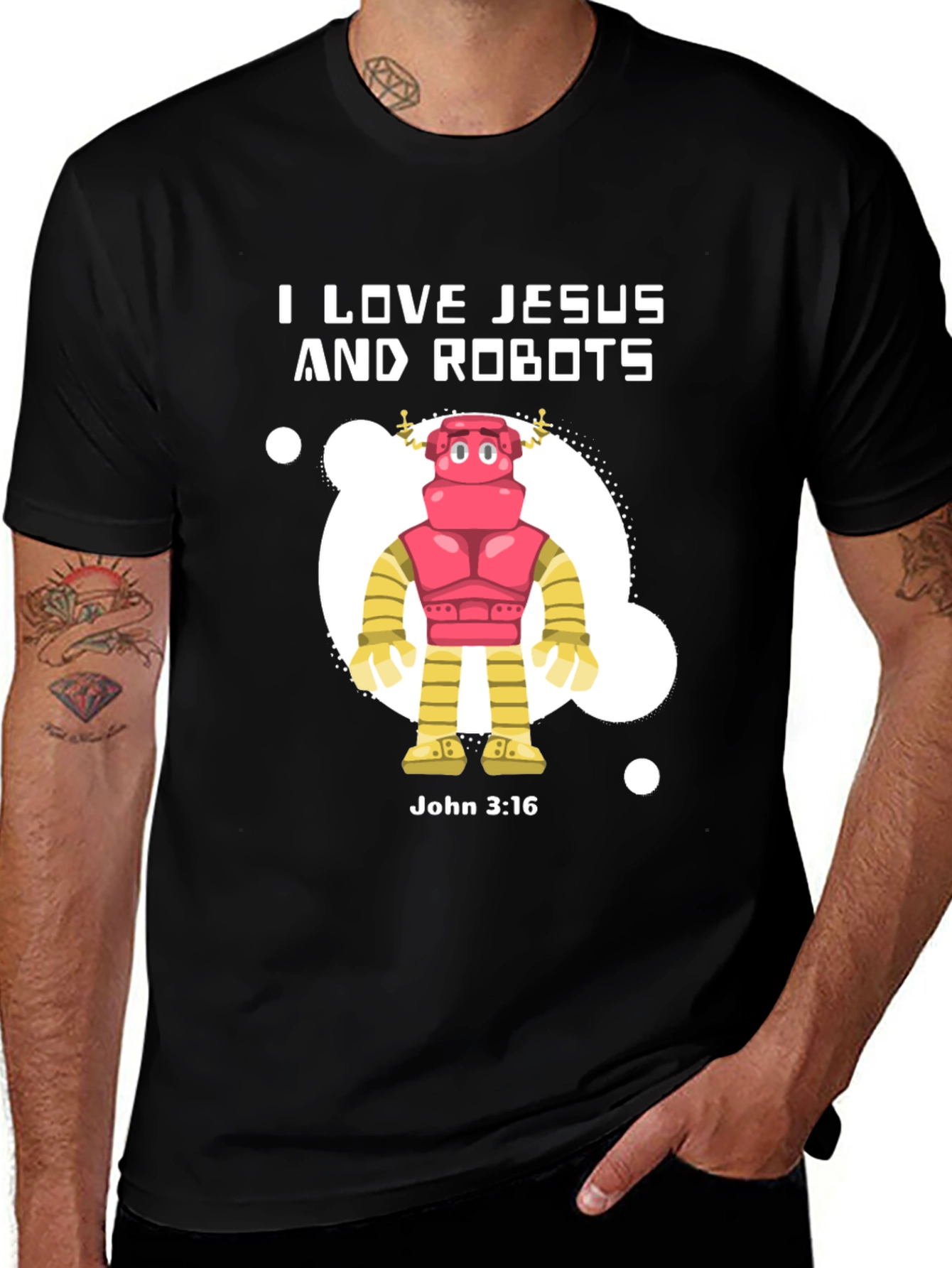 Variant 22 of I Love Jesus and Robots Graphic T-Shirt