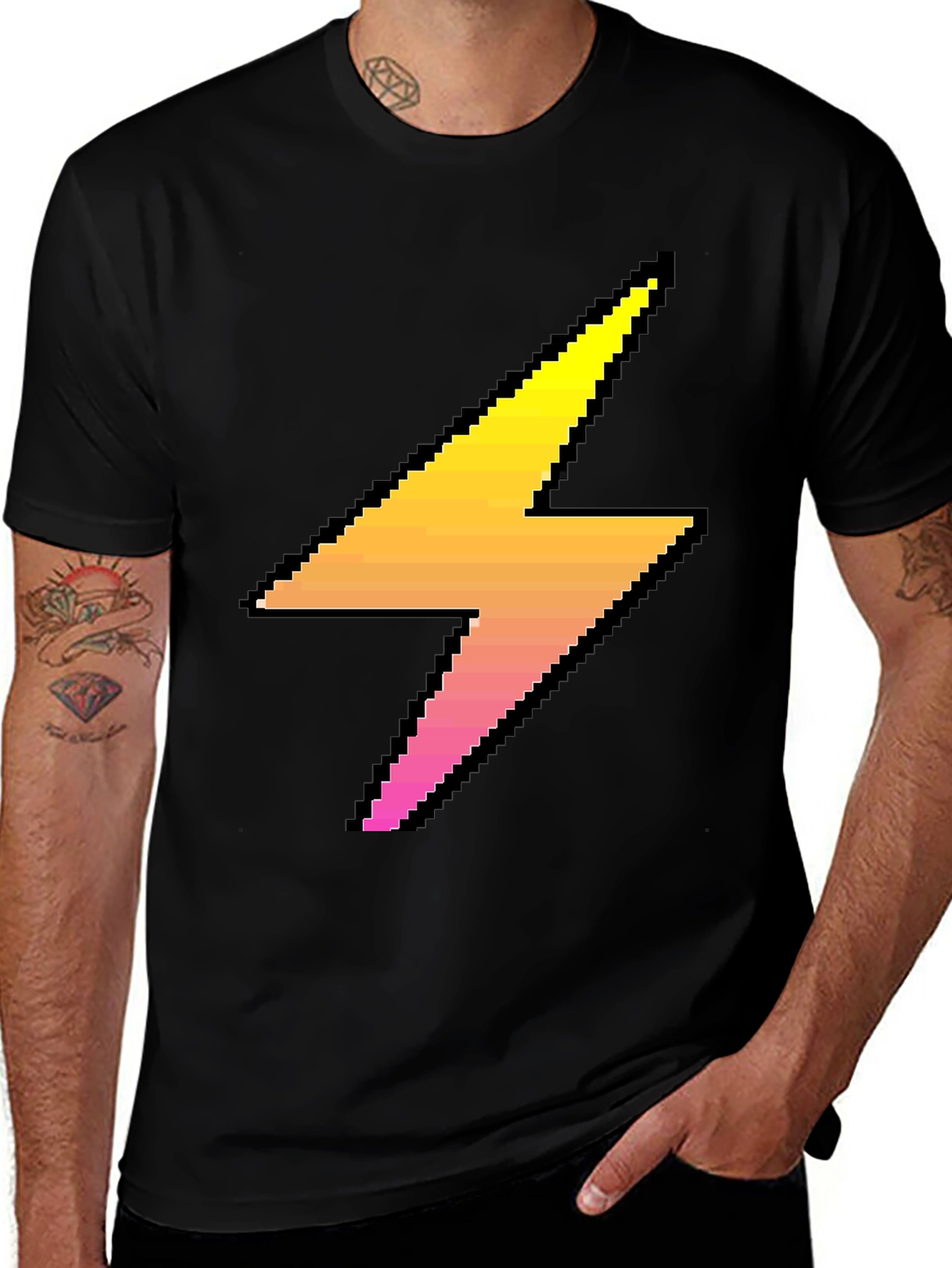 Variant 18 of Pixel Lightning Bolt Graphic Tee - Black
