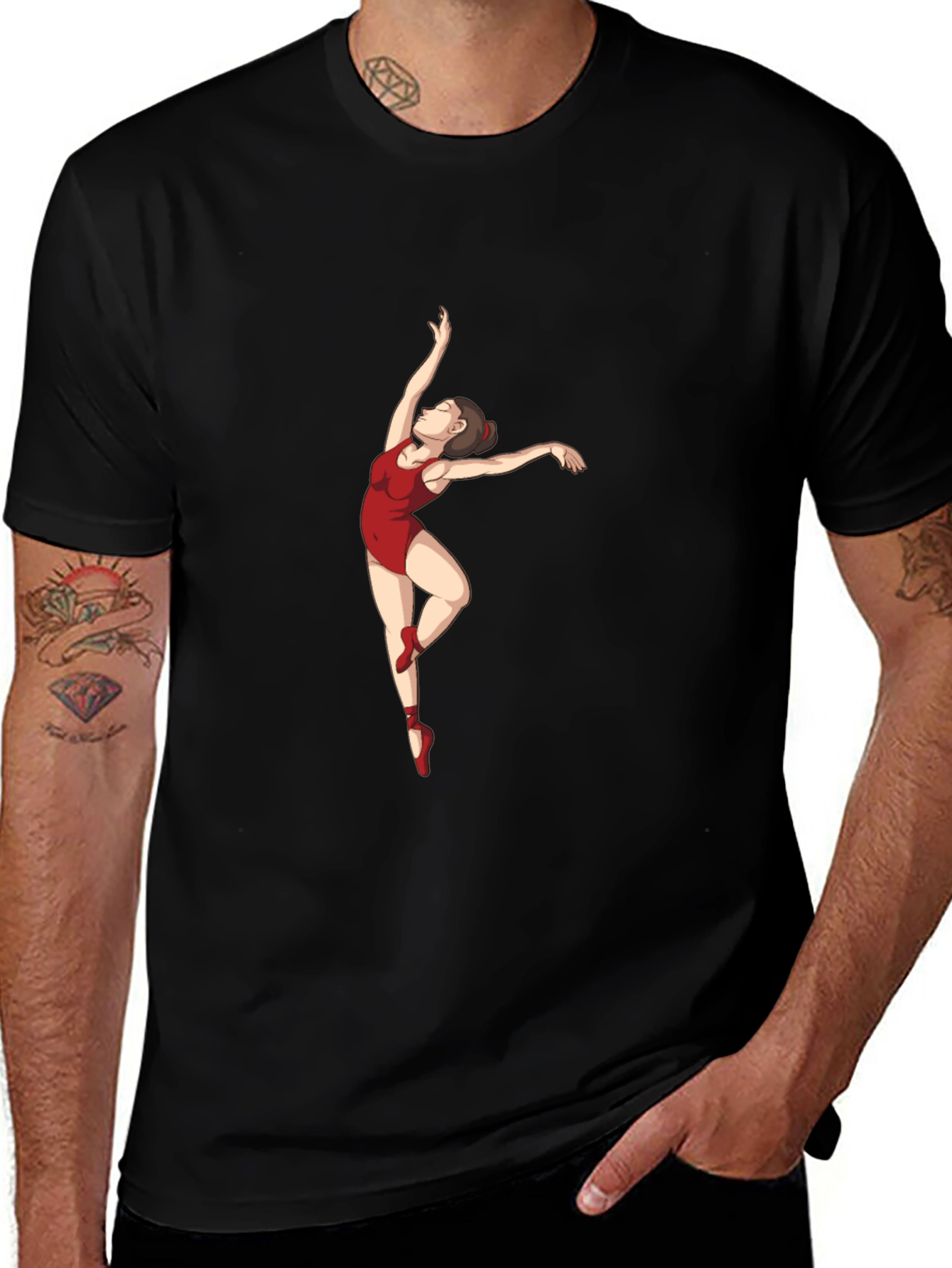 Ballerina Graphic Tee - Black Cotton T-Shirt