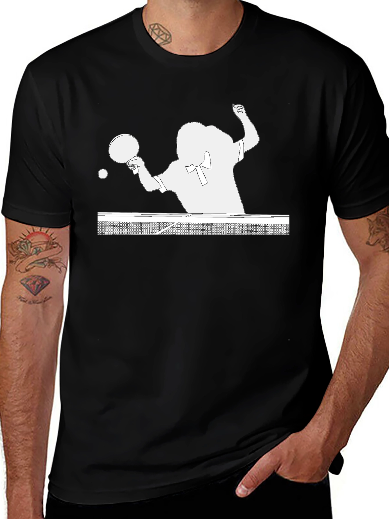 Variant 22 of Table Tennis Player Graphic Tee - Black