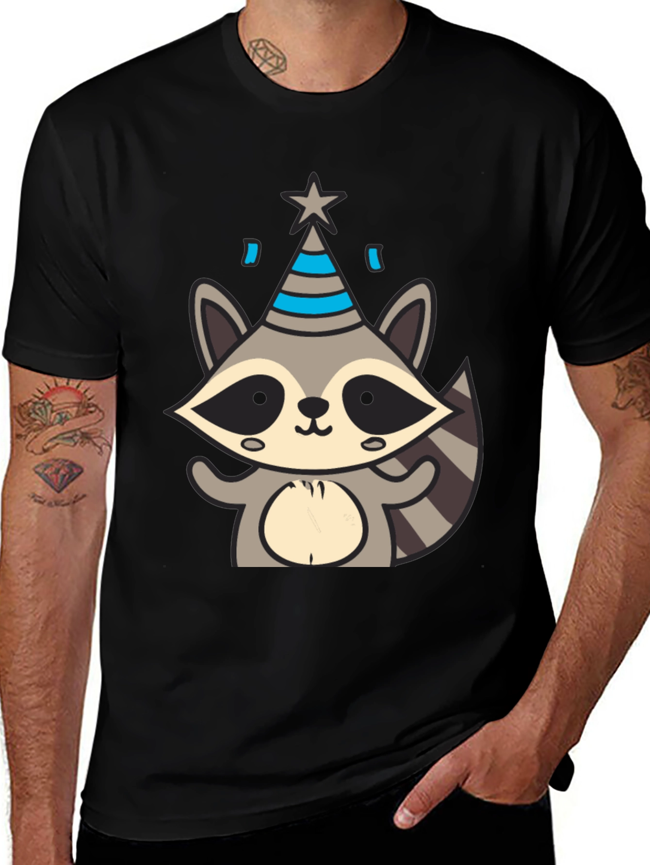 Variant 14 of Party Raccoon T-Shirt - Cute Cartoon Tee