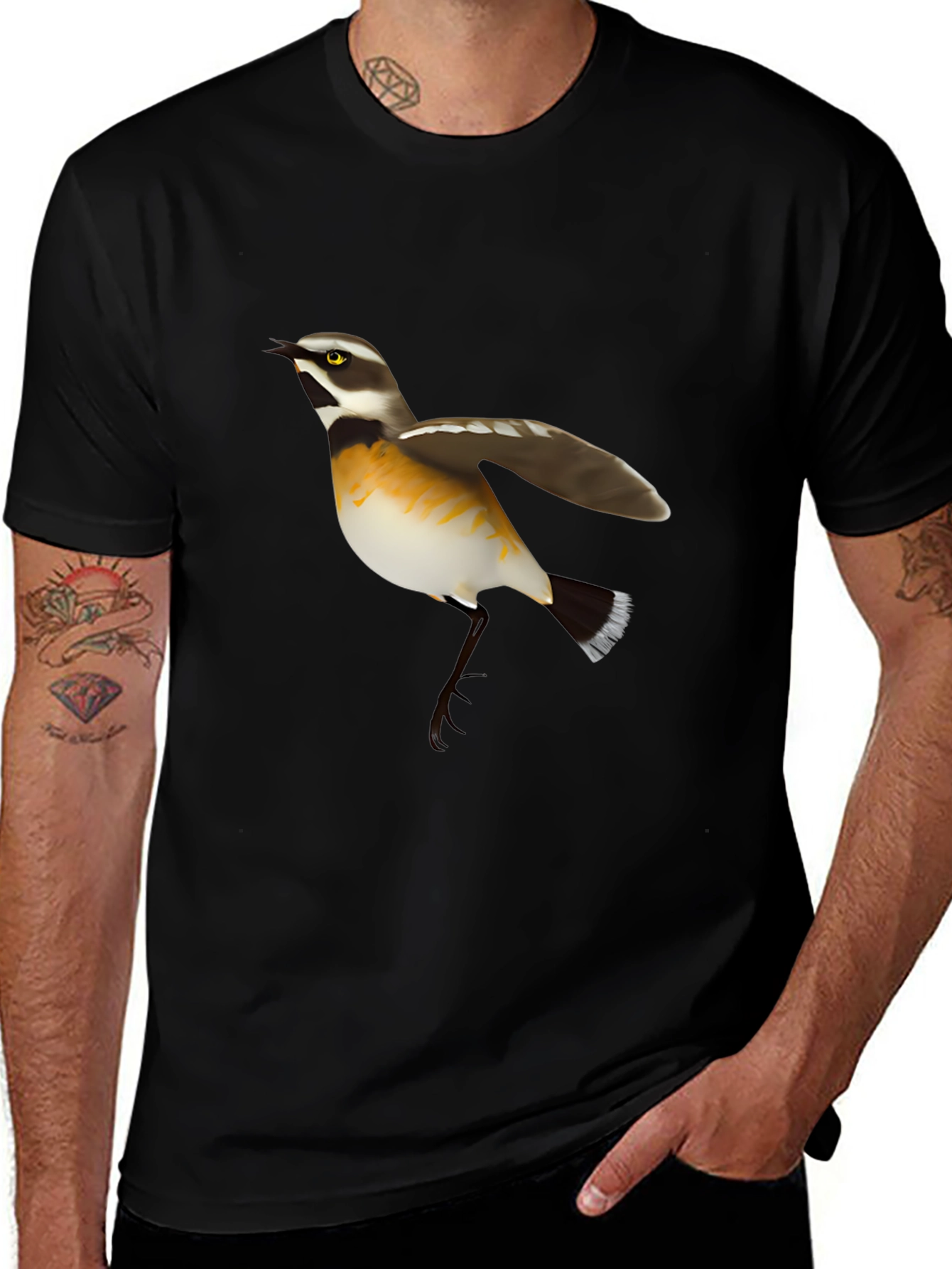 Variant 10 of Bird Graphic Tee - Black Cotton Casual T-Shirt