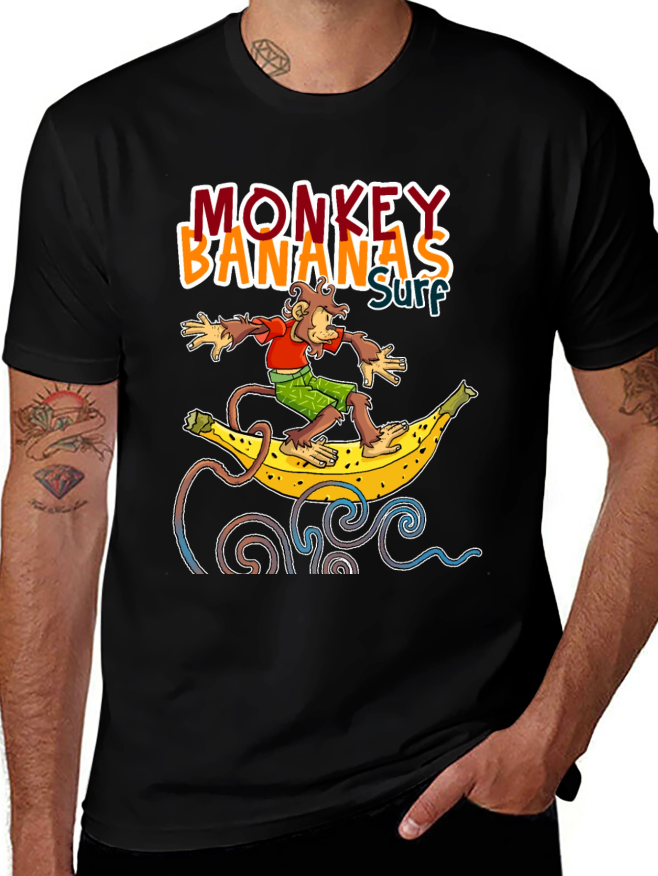 Variant 9 of Monkey Banana Surf T-Shirt - Novelty Graphic Tee
