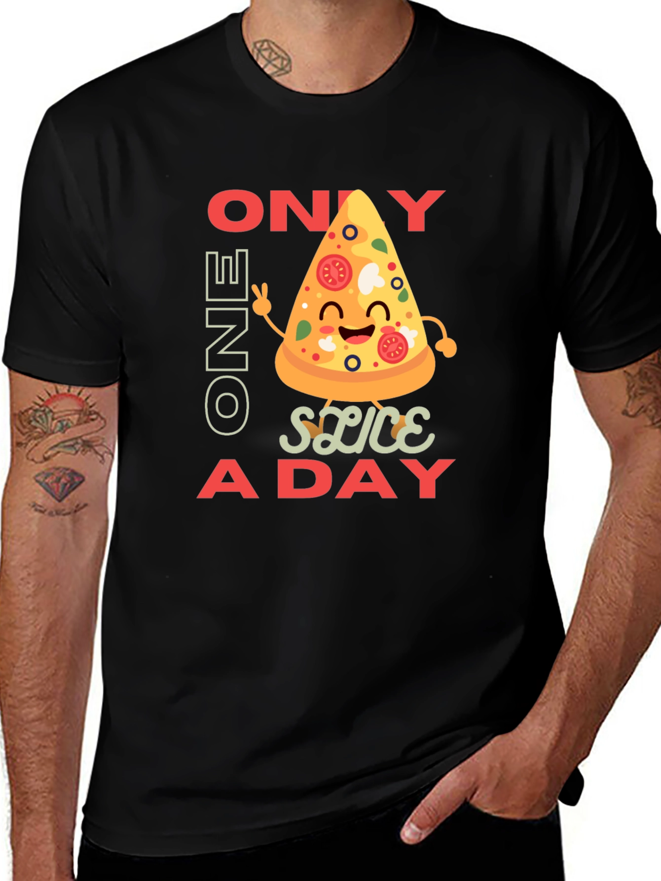 Variant 2 of Pizza Slice Graphic Tee - Only One A Day T-Shirt