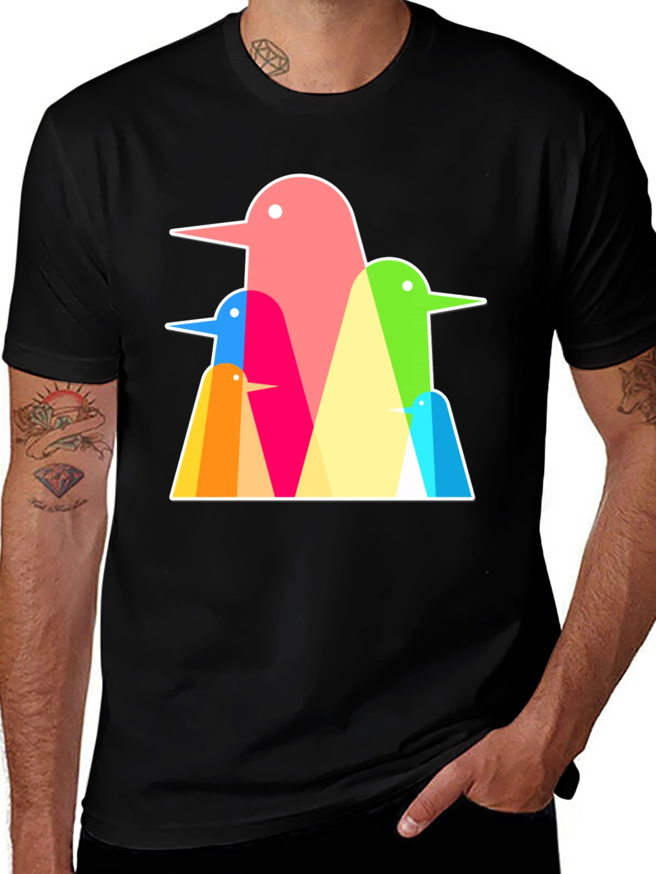 Variant 21 of Modern Penguin Graphic Tee - Colorful Abstract Design
