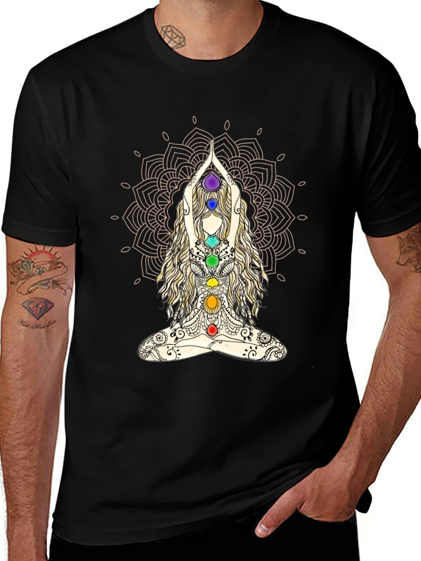 Chakra Mandala Yoga T-Shirt - Meditative Design