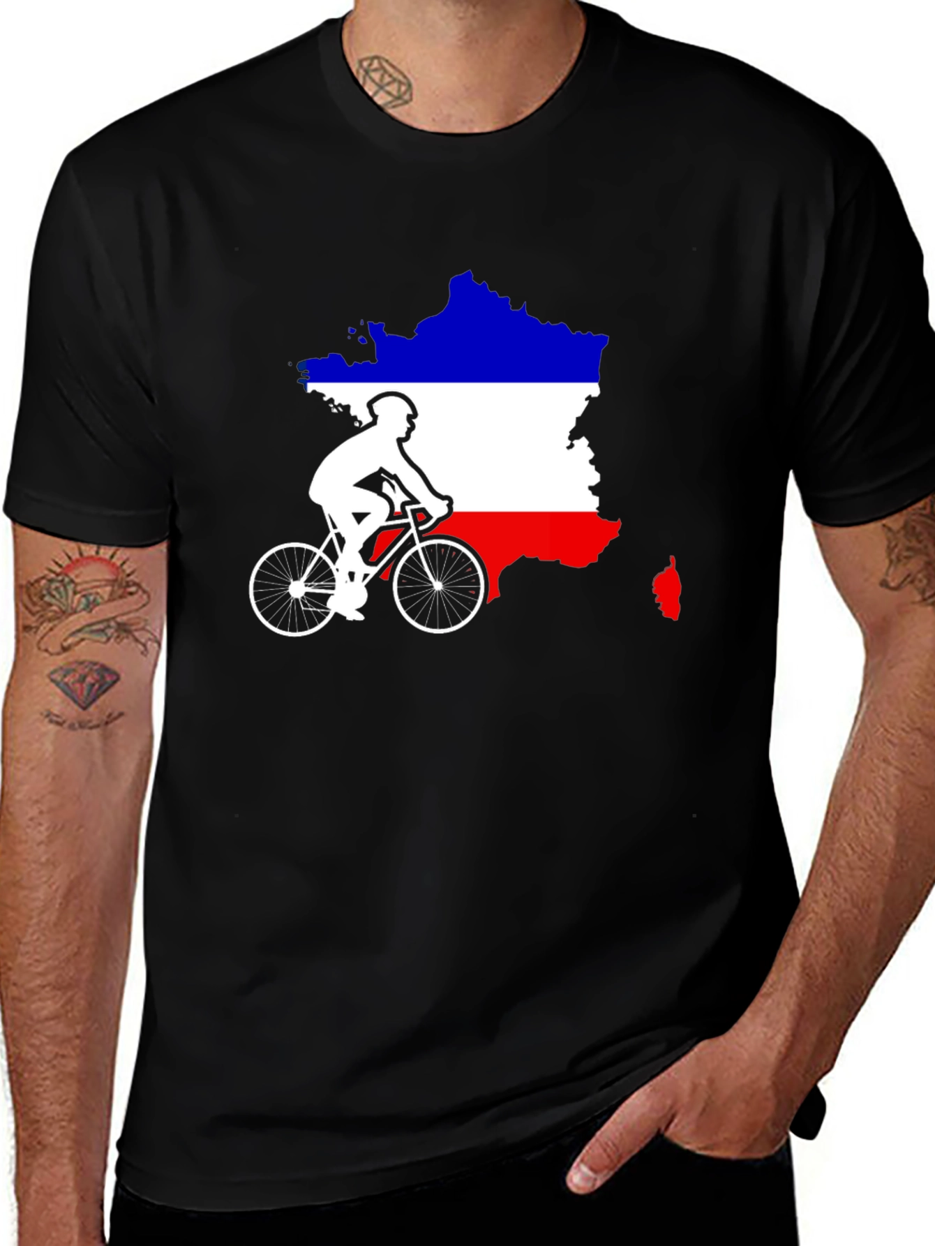 France Cycling Graphic Tee - Tricolor Map Design