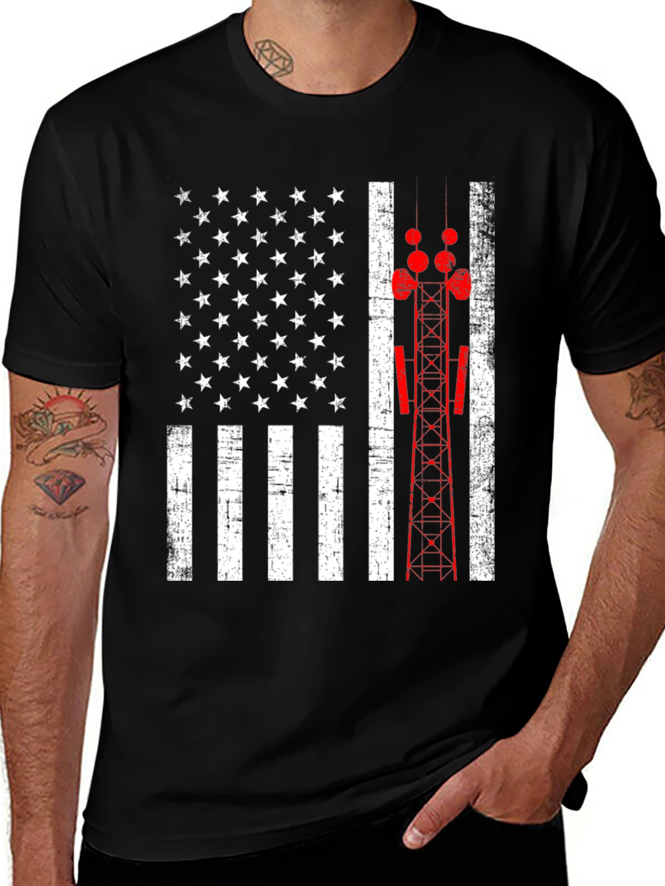American Flag Cell Tower T-Shirt