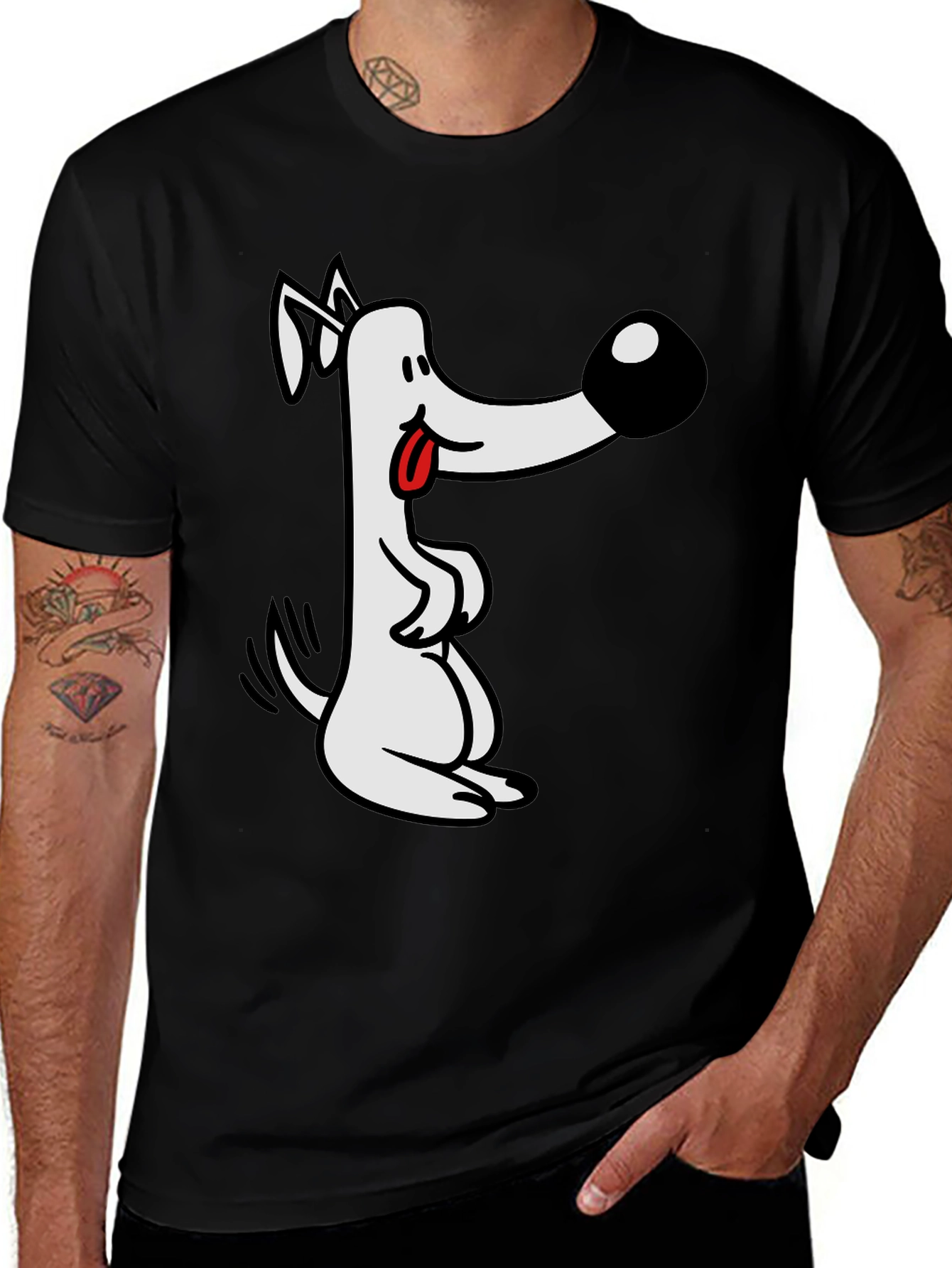 Variant 25 of Cartoon Dog Graphic Tee - Black
