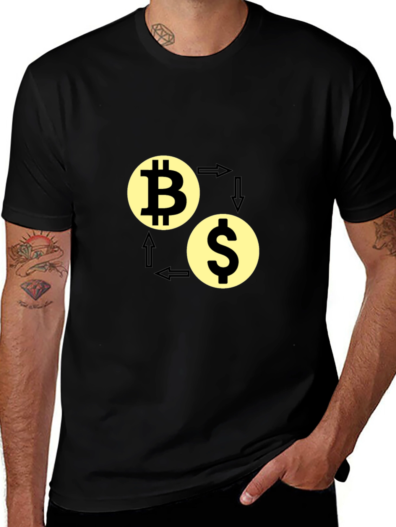 Bitcoin to Dollar Exchange Black T-Shirt