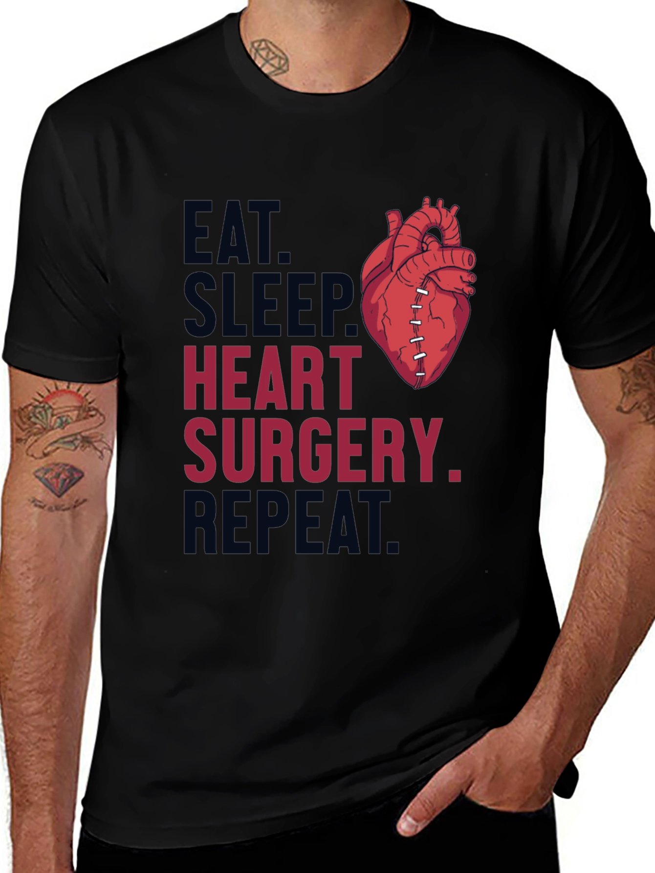 Variant 24 of Eat Sleep Heart Surgery Repeat Graphic Tee