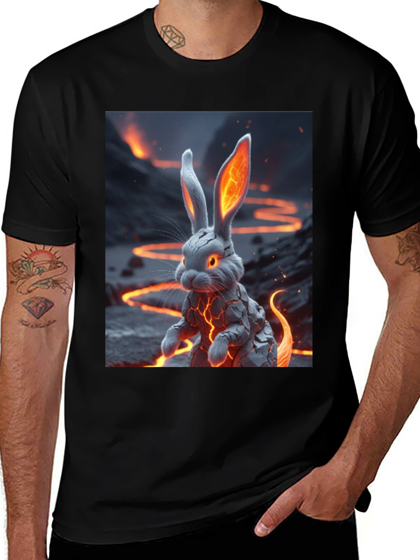 Variant 2 of Lava Rabbit Graphic Tee - Unique Design!