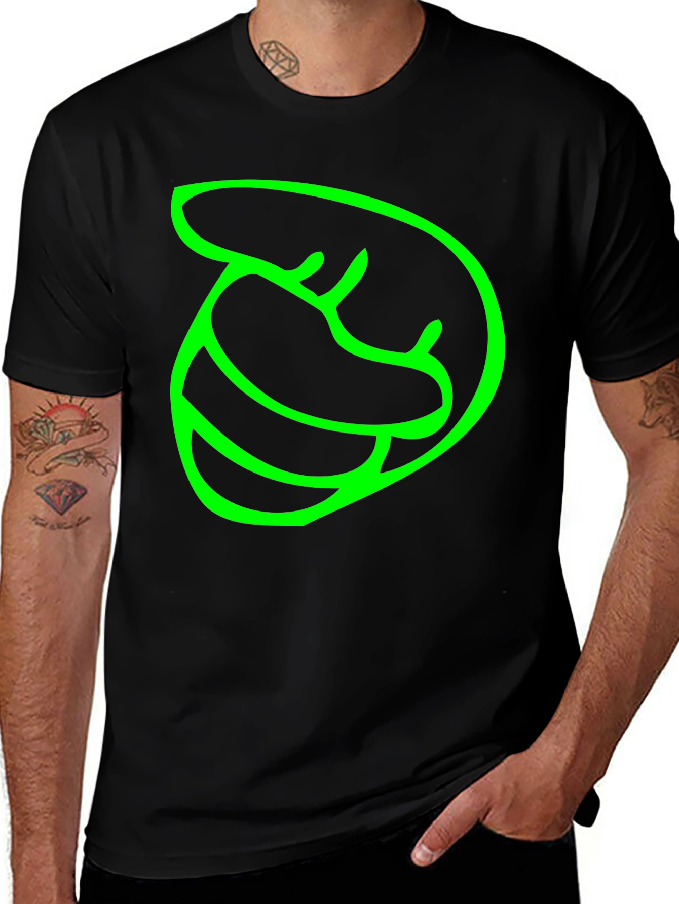 Variant 12 of Green Fist Graphic Black T-Shirt