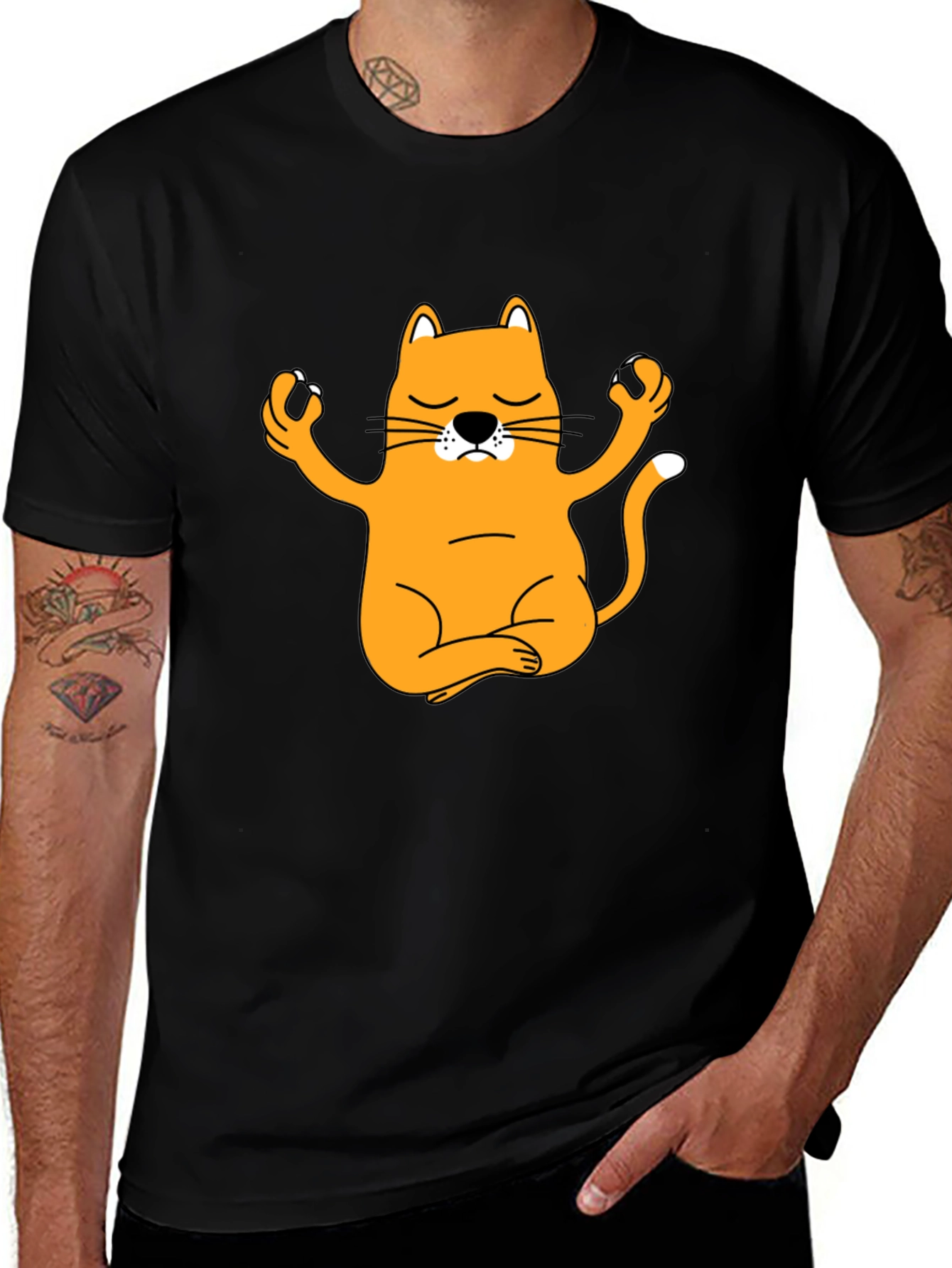 Variant 24 of Meditating Cat Graphic T-Shirt