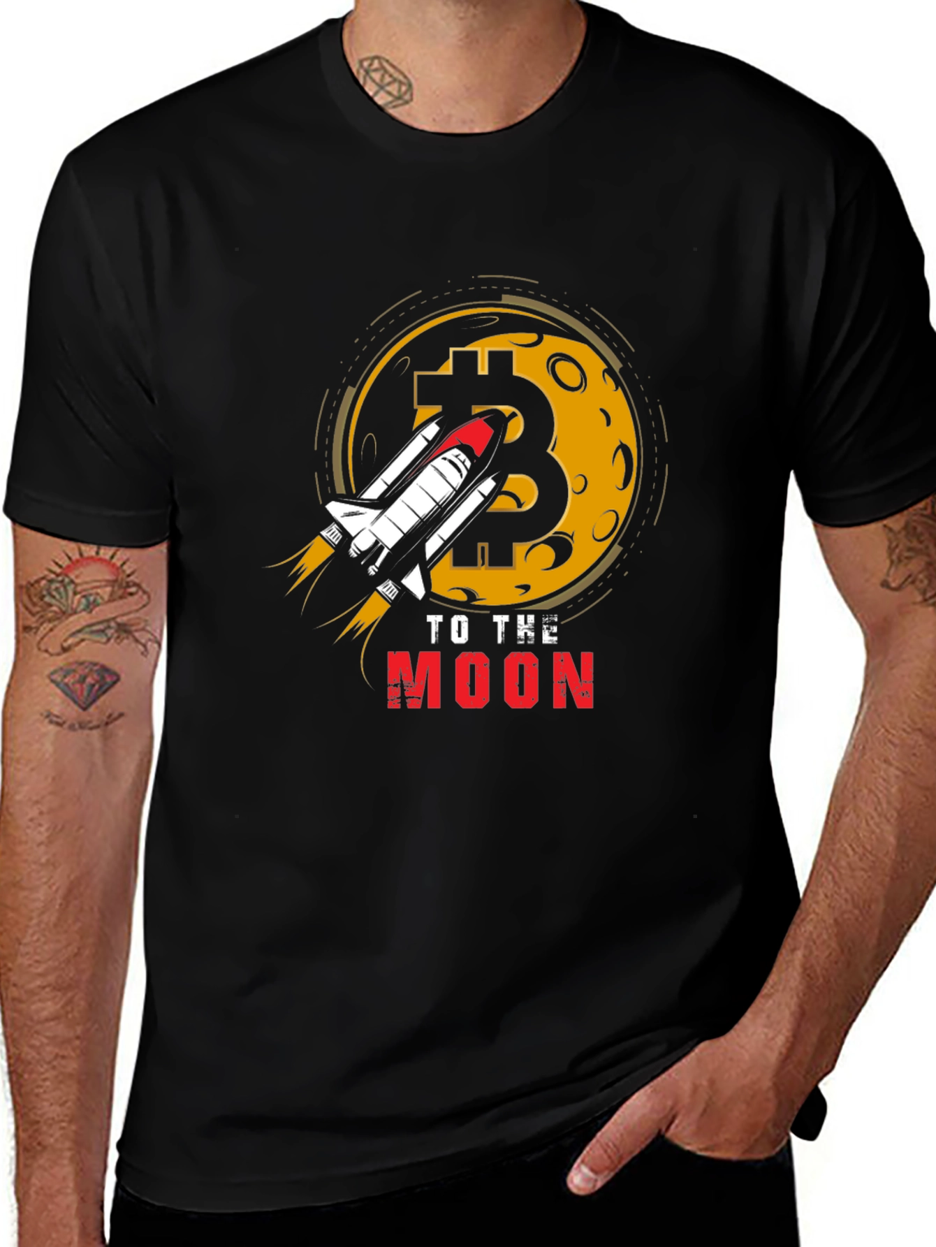 Variant 23 of Bitcoin To The Moon Black T-Shirt Crypto HODL