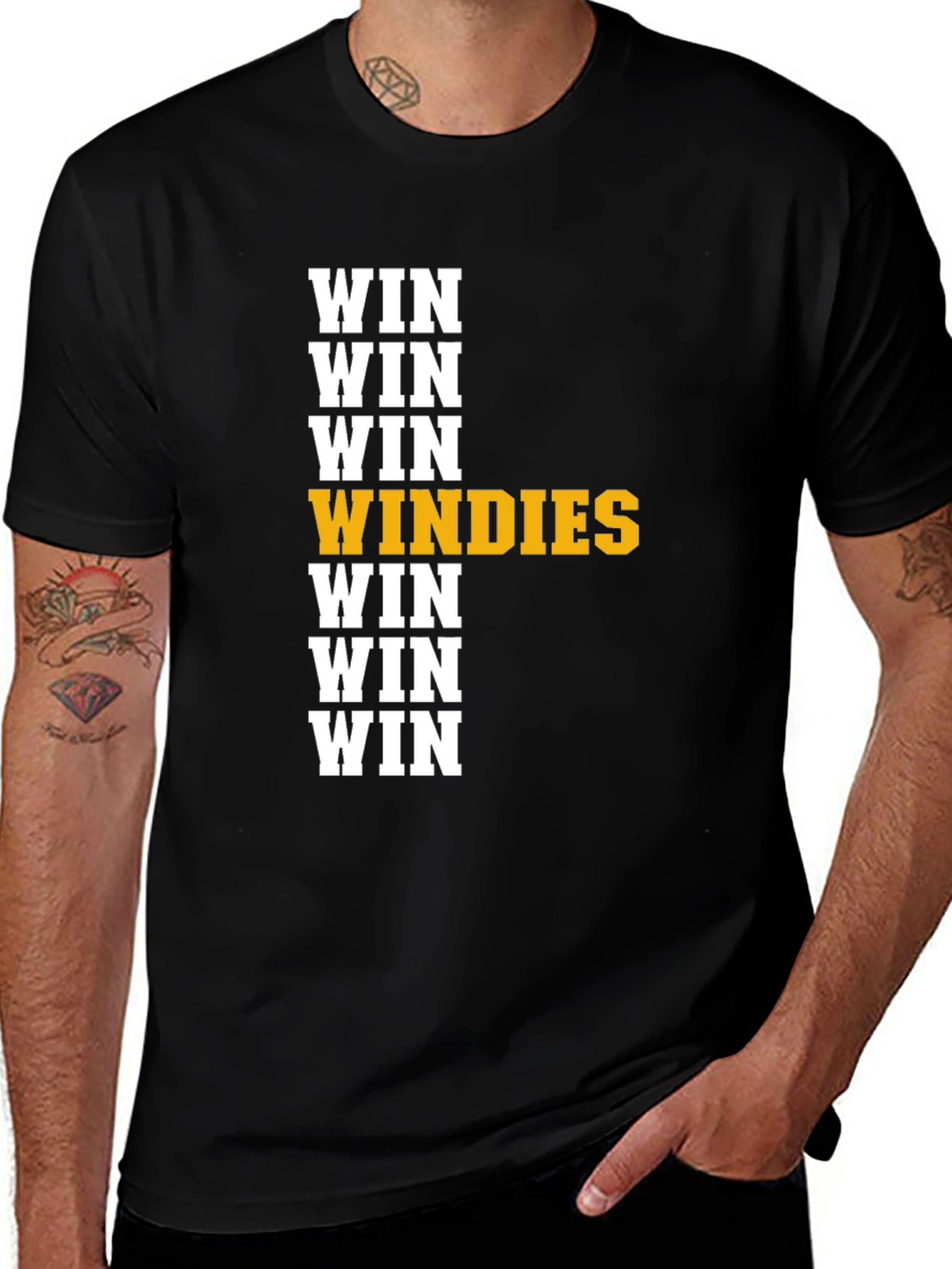 Variant 5 of Win Windies T-Shirt - Black Crew Neck Tee