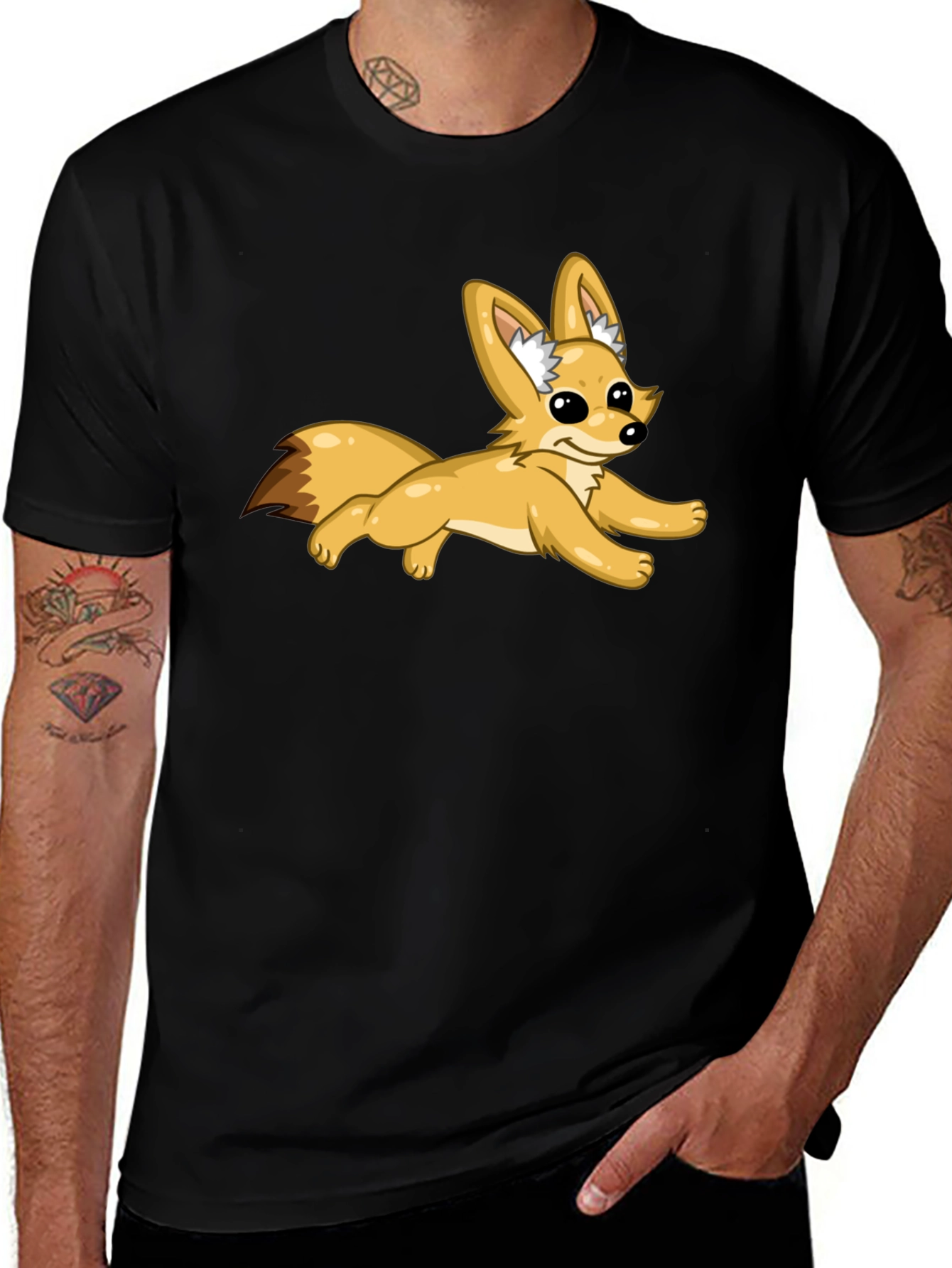 Variant 21 of Black T-Shirt with Fox Graphic