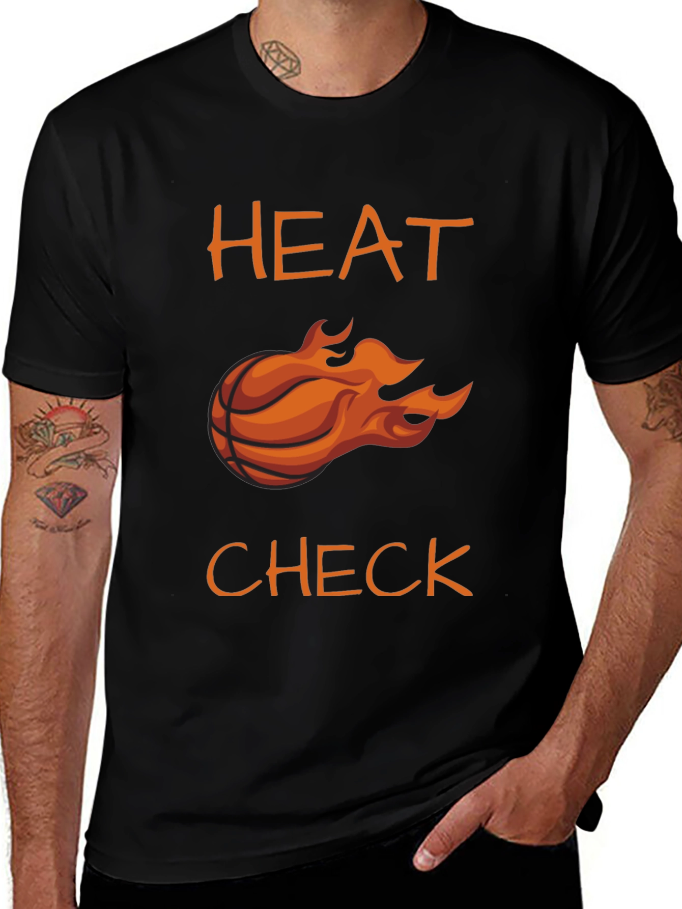 Variant 11 of Heat Check Basketball Graphic T-Shirt - Black Cotton Tee