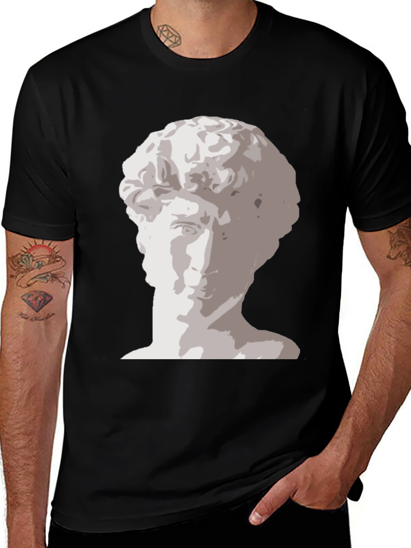 Black David Statue Graphic Print Tee - Black main image