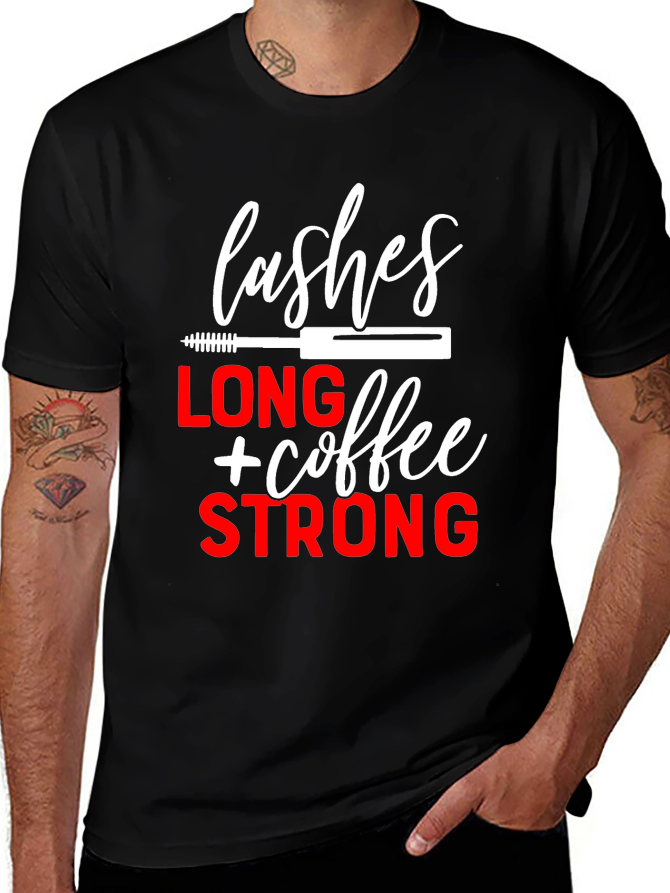 Variant 8 of Lashes Long Coffee Strong Black Graphic Tee
