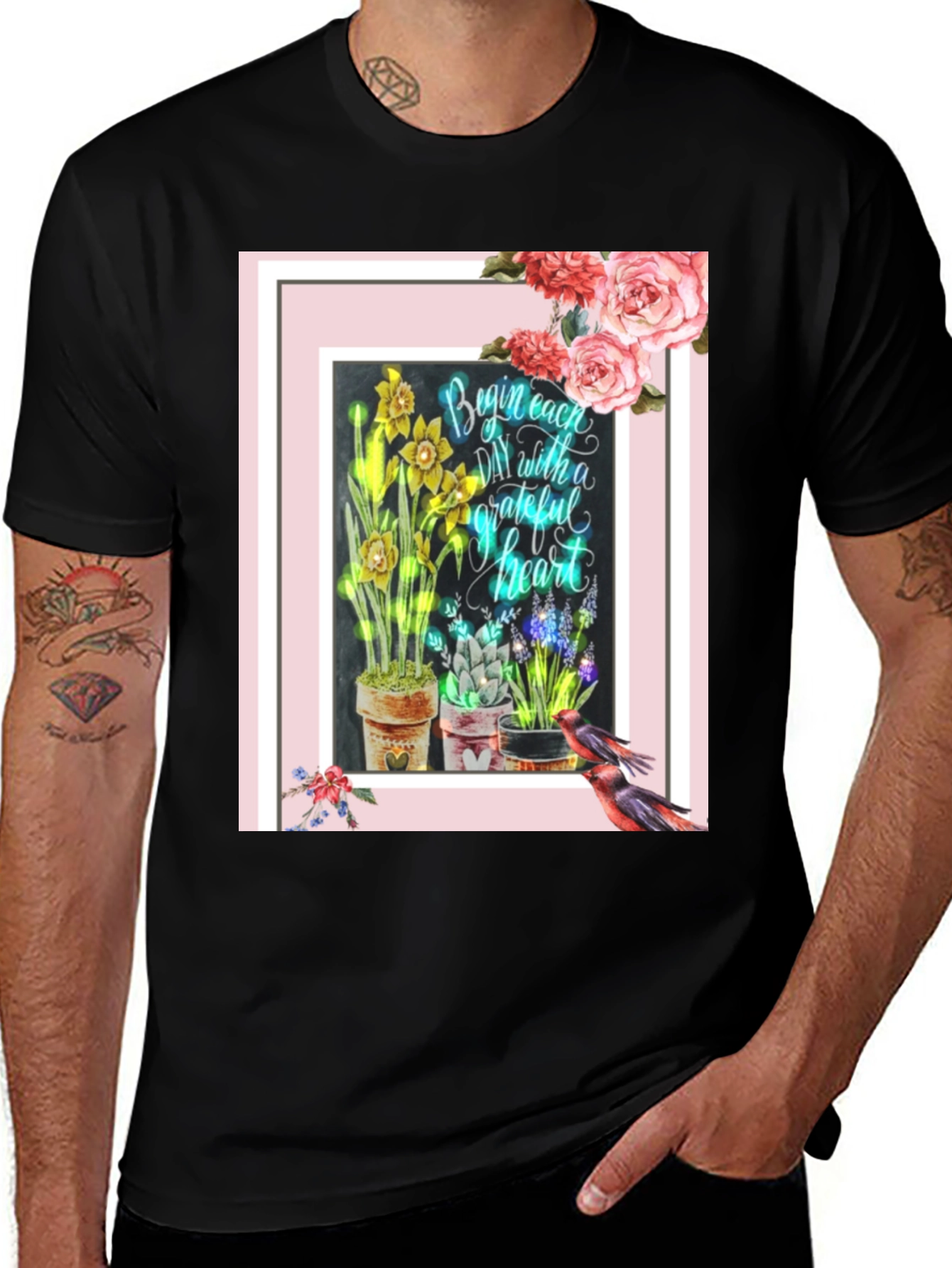 Grateful Heart Floral Graphic T-Shirt
