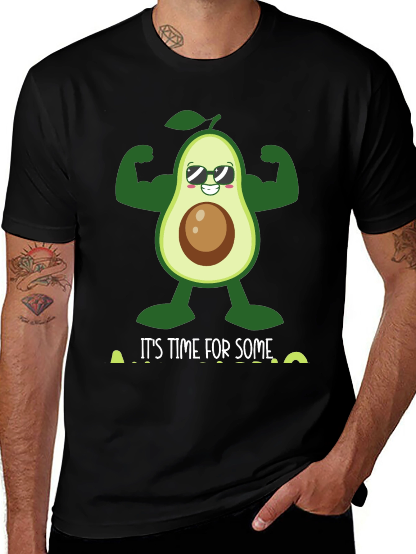 Variant 27 of Funny Avocado Gym T-Shirt - Time For Some Guac!