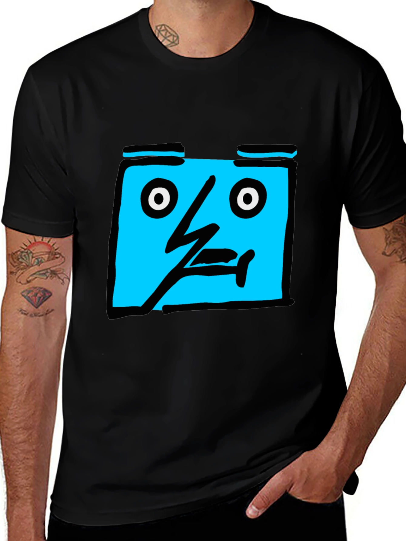 Variant 16 of Abstract Face Graphic Black T-Shirt