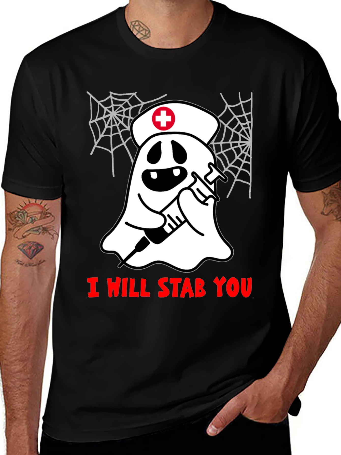 Spooky Nurse Ghost T-Shirt - I Will Stab You!