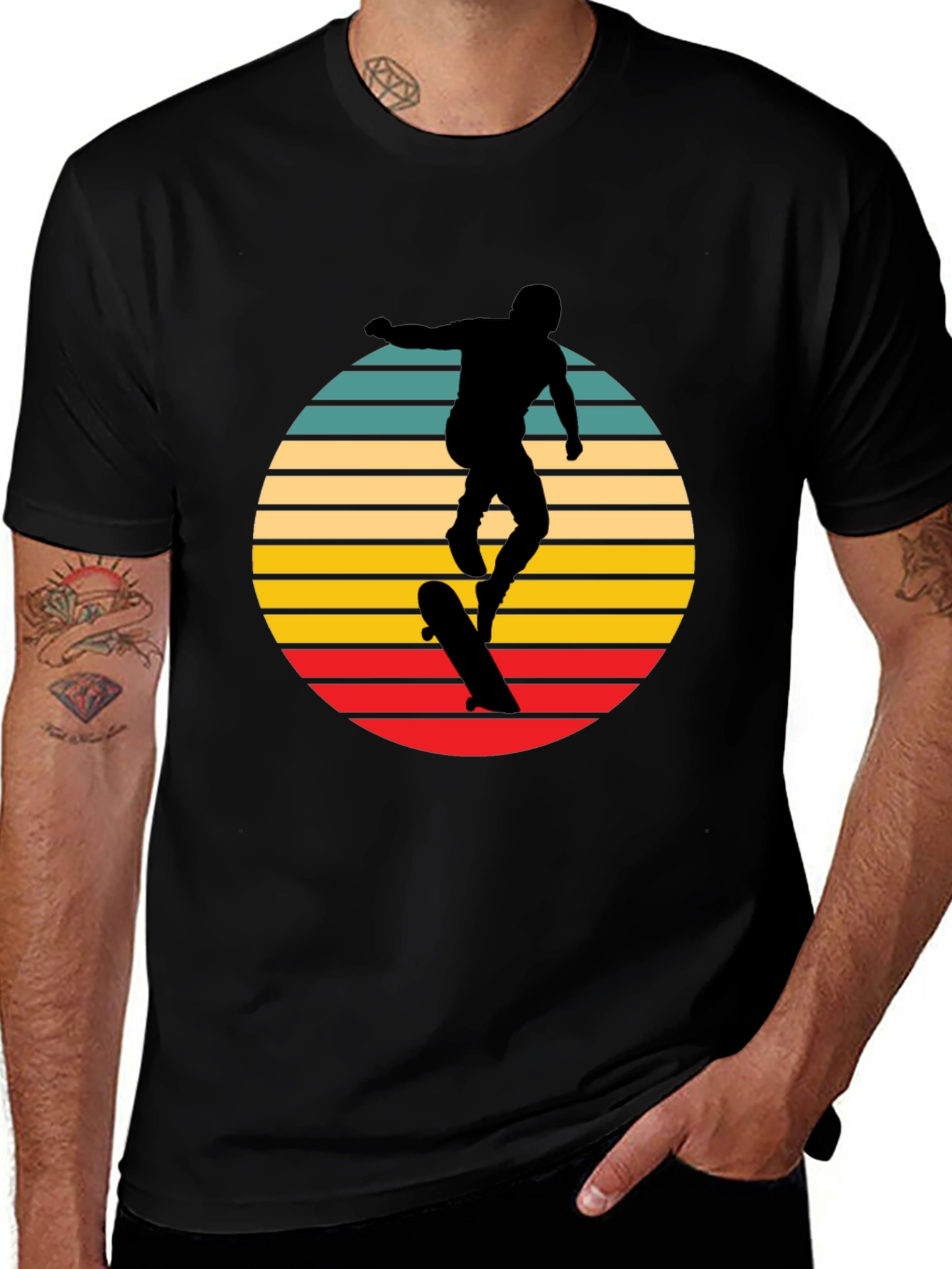 Variant 19 of Retro Skateboarder Graphic Tee - Black