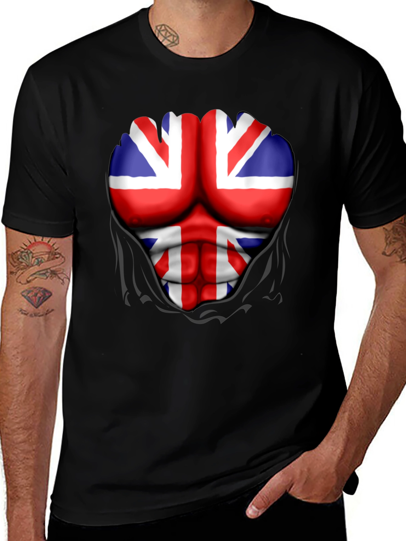 Variant 8 of UK Flag Ripped Muscle T-Shirt - Patriotic British Pride