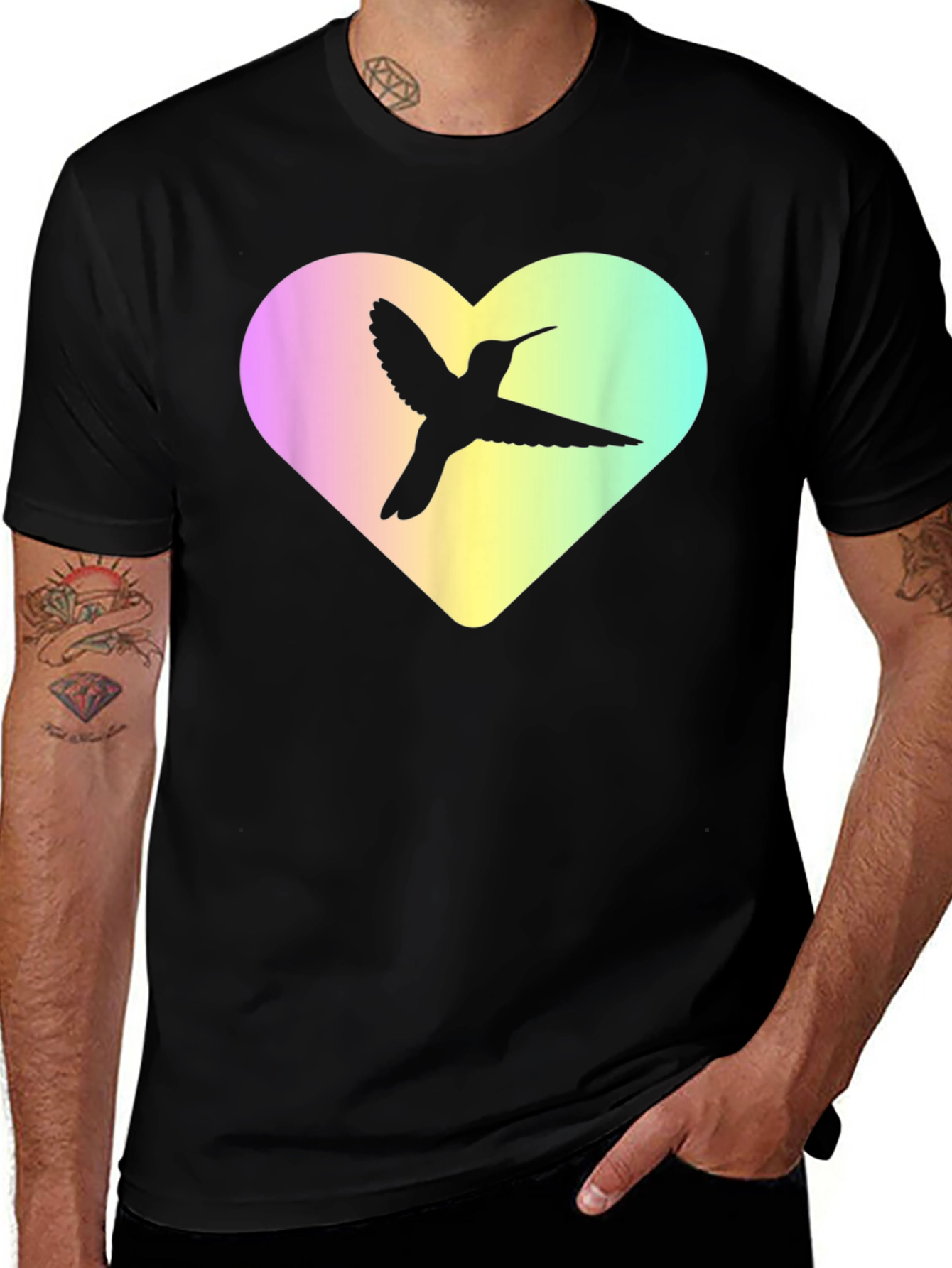 Black Hummingbird Heart Graphic Tee - Unisex main image