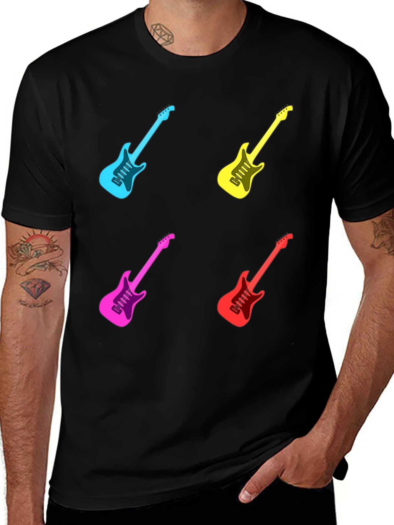 Variant 25 of Retro Electric Guitar T-Shirt - Colorful Pop Art Design