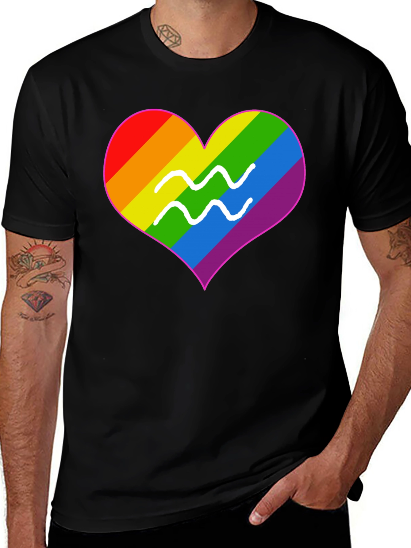Variant 15 of LGBT Aquarius Heart T-Shirt - Pride