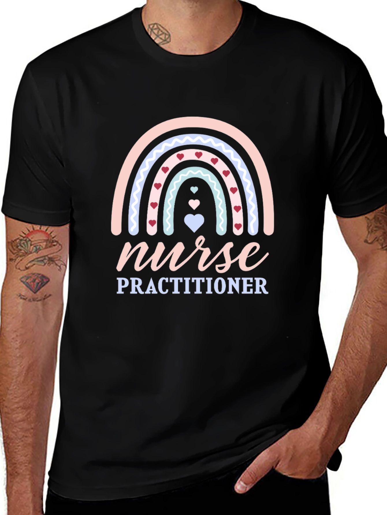 Variant 22 of Nurse Practitioner Rainbow Heart T-Shirt