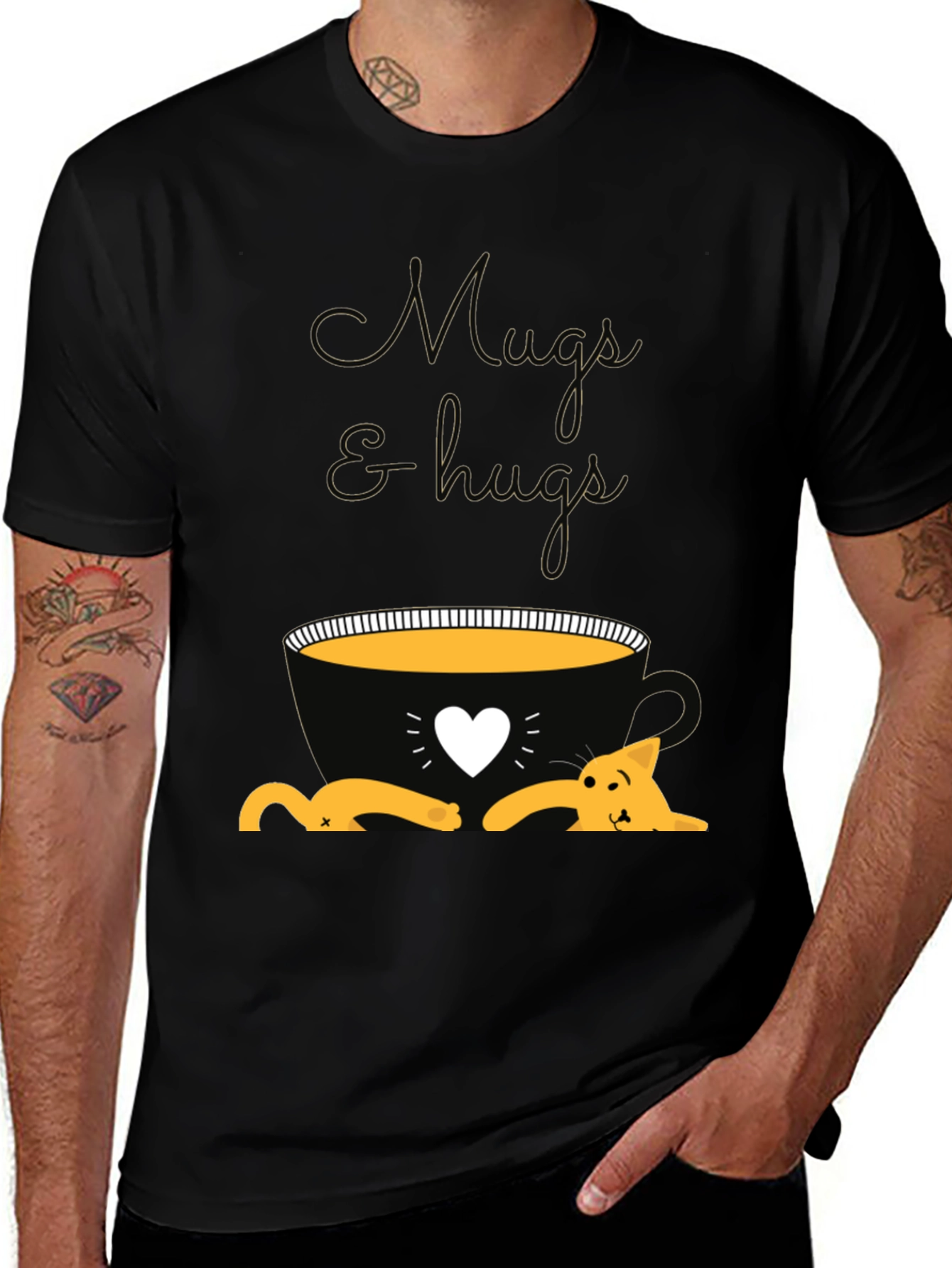 Variant 25 of Mugs and Hugs T-Shirt - Cute Cat Lover Tee